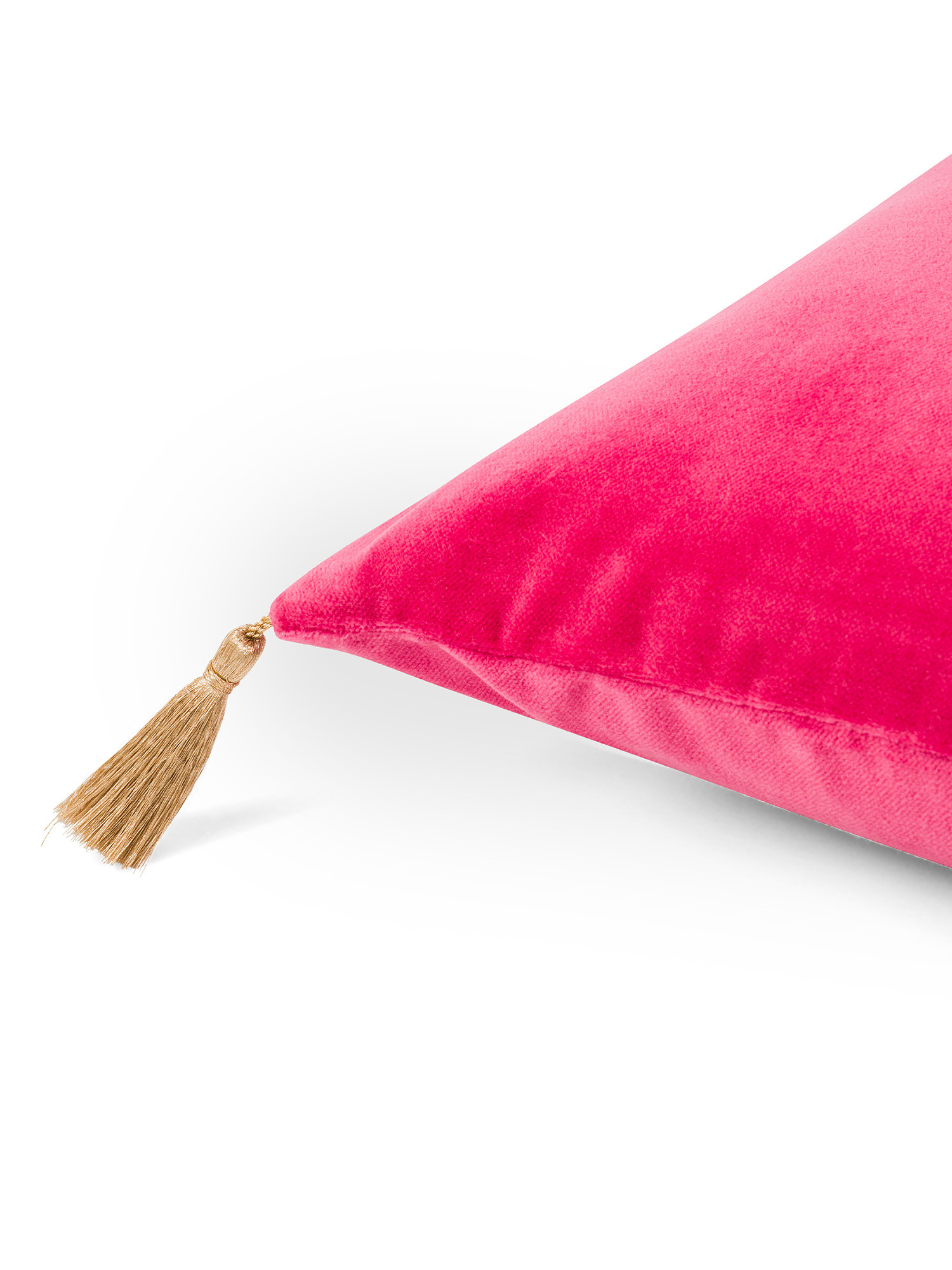 Cuscino velluto con nappine 35X55cm, Rosa fuxia, large image number 2