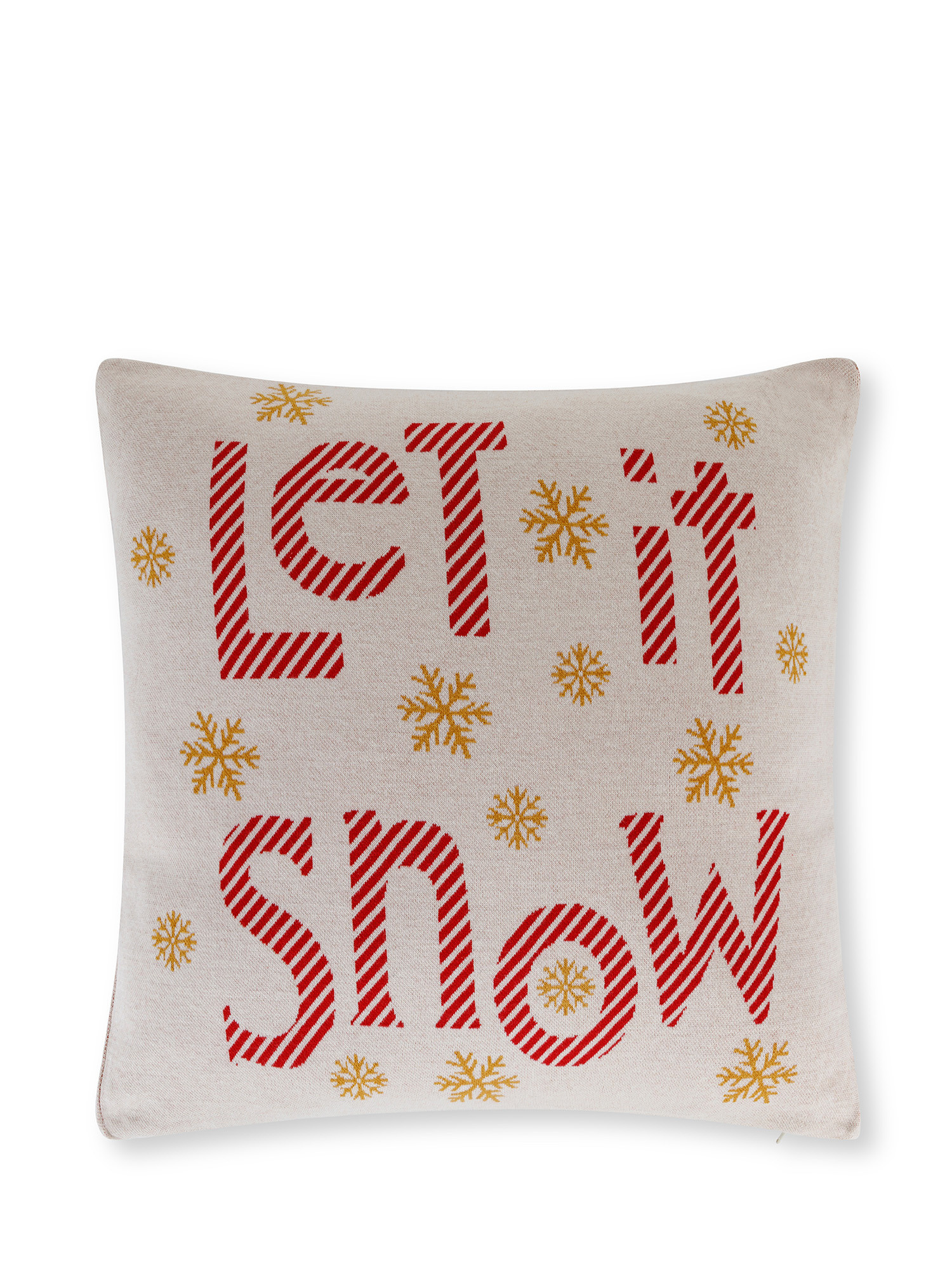 Jacquard knit cushion with writing 45x45 cm, White, large image number 1