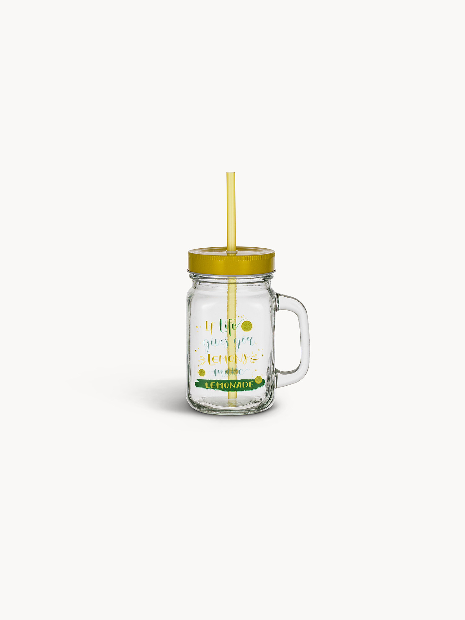 Mug in vetro con tappo e cannuccia, Trasparente, large image number 0