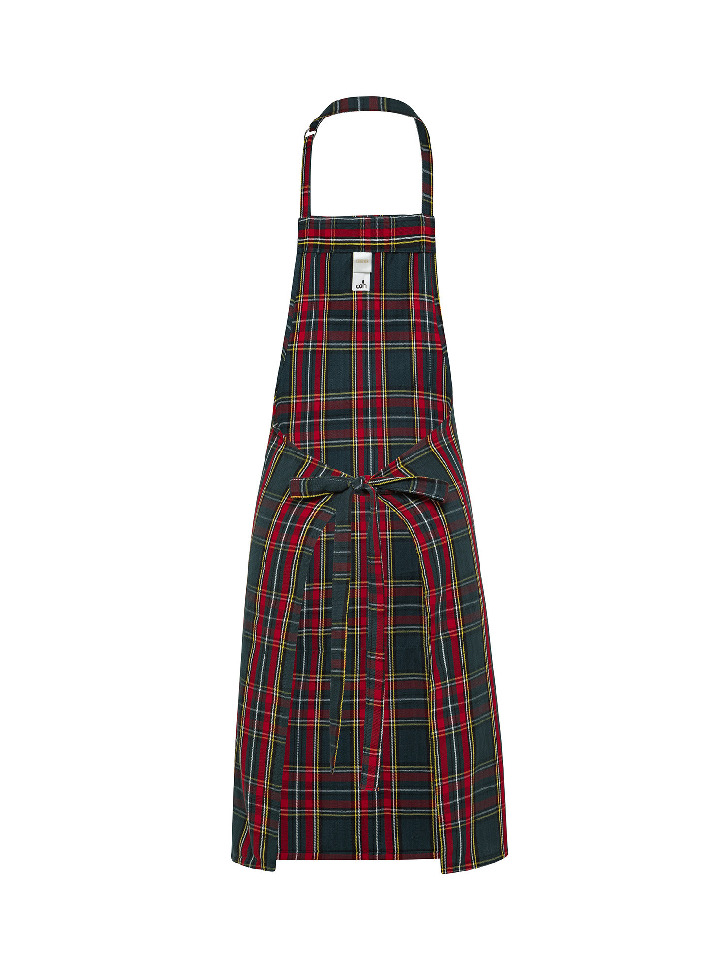 Tartan cotton twill kitchen apron, Dark Green, large image number 1