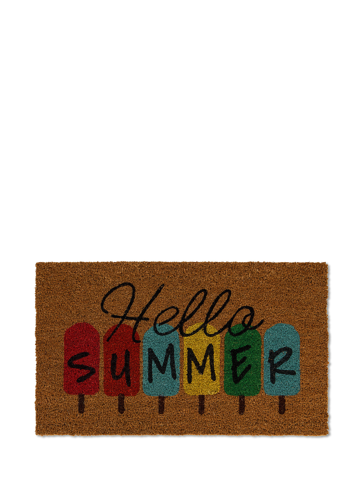 Doormat in coconut print Hello Summer, Brown, large image number 0