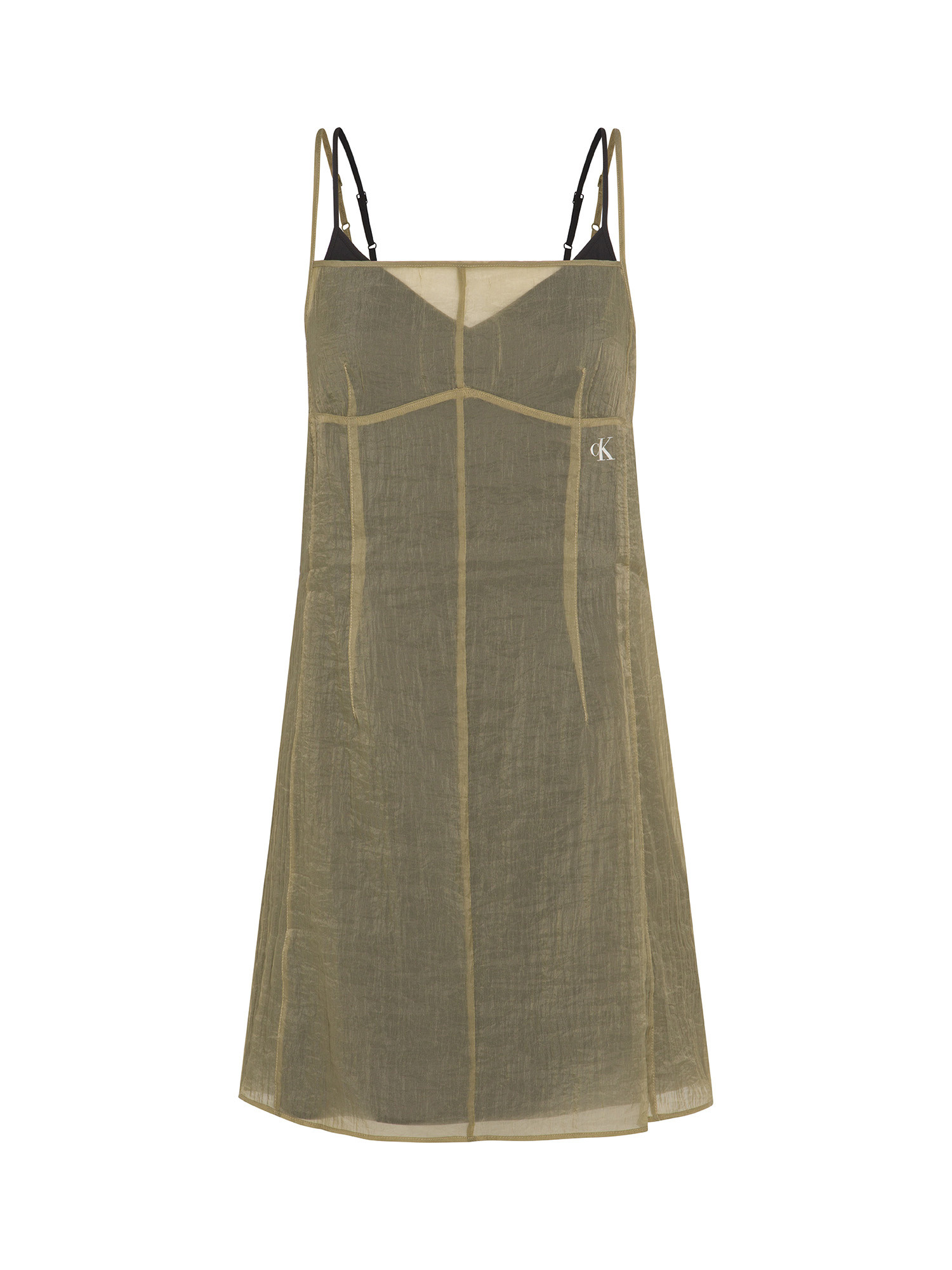 Slip dress doubled in chiffon, Beige, large image number 0