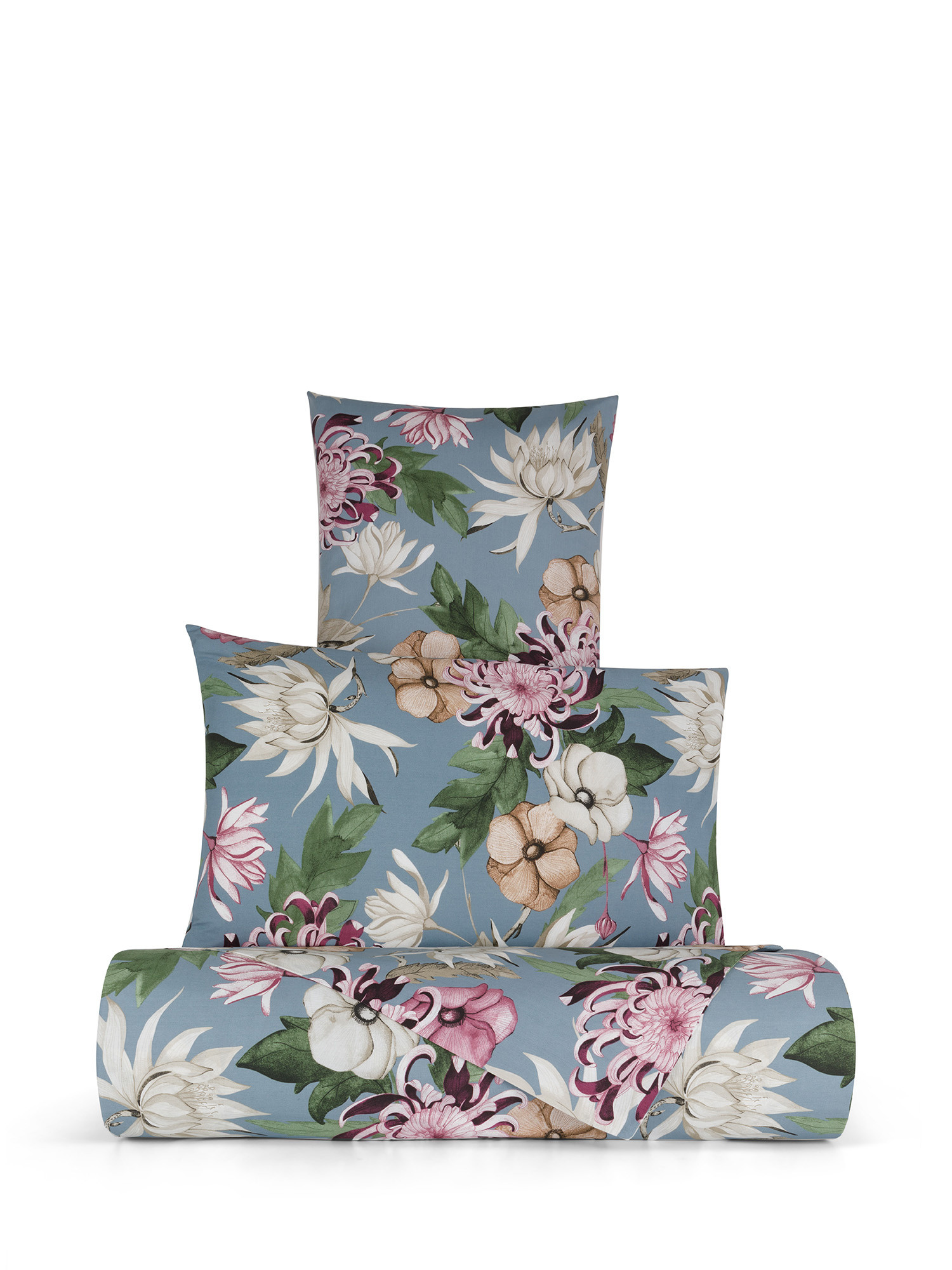Floral patterned cotton percale duvet cover set, Multicolor, large image number 0