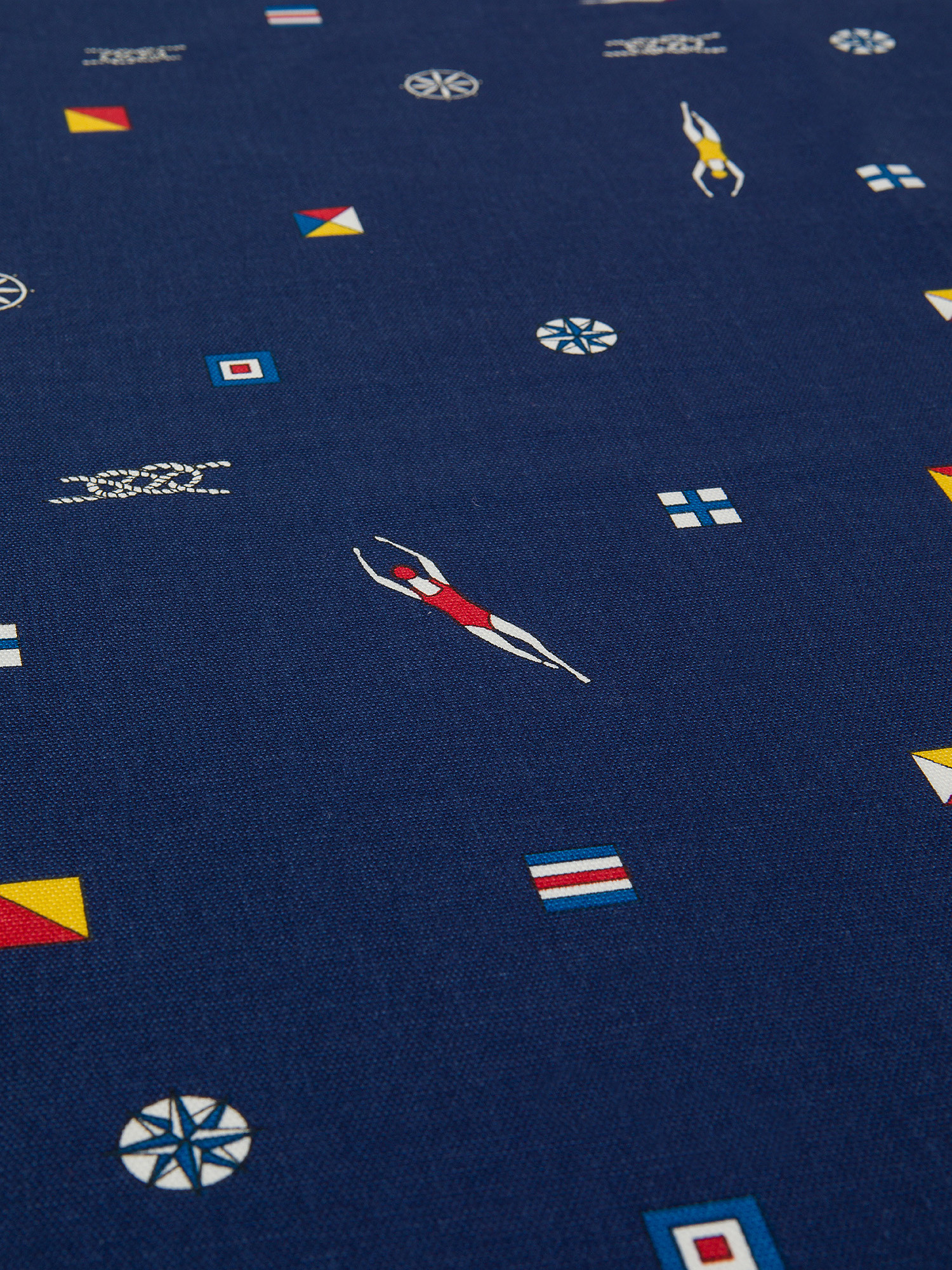 Tovaglia puro cotone stampa bandiere nautiche, Blu, large image number 1