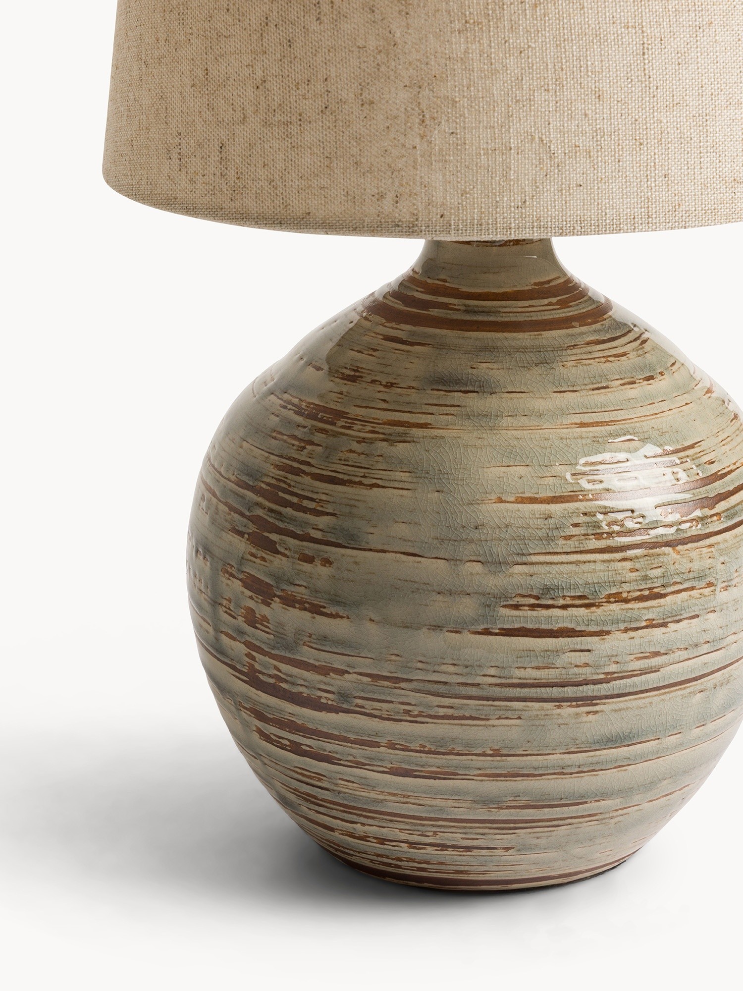 Cioko - lampada  da comodino con base in ceramica e paralume in tela, Multicolor, large image number 1