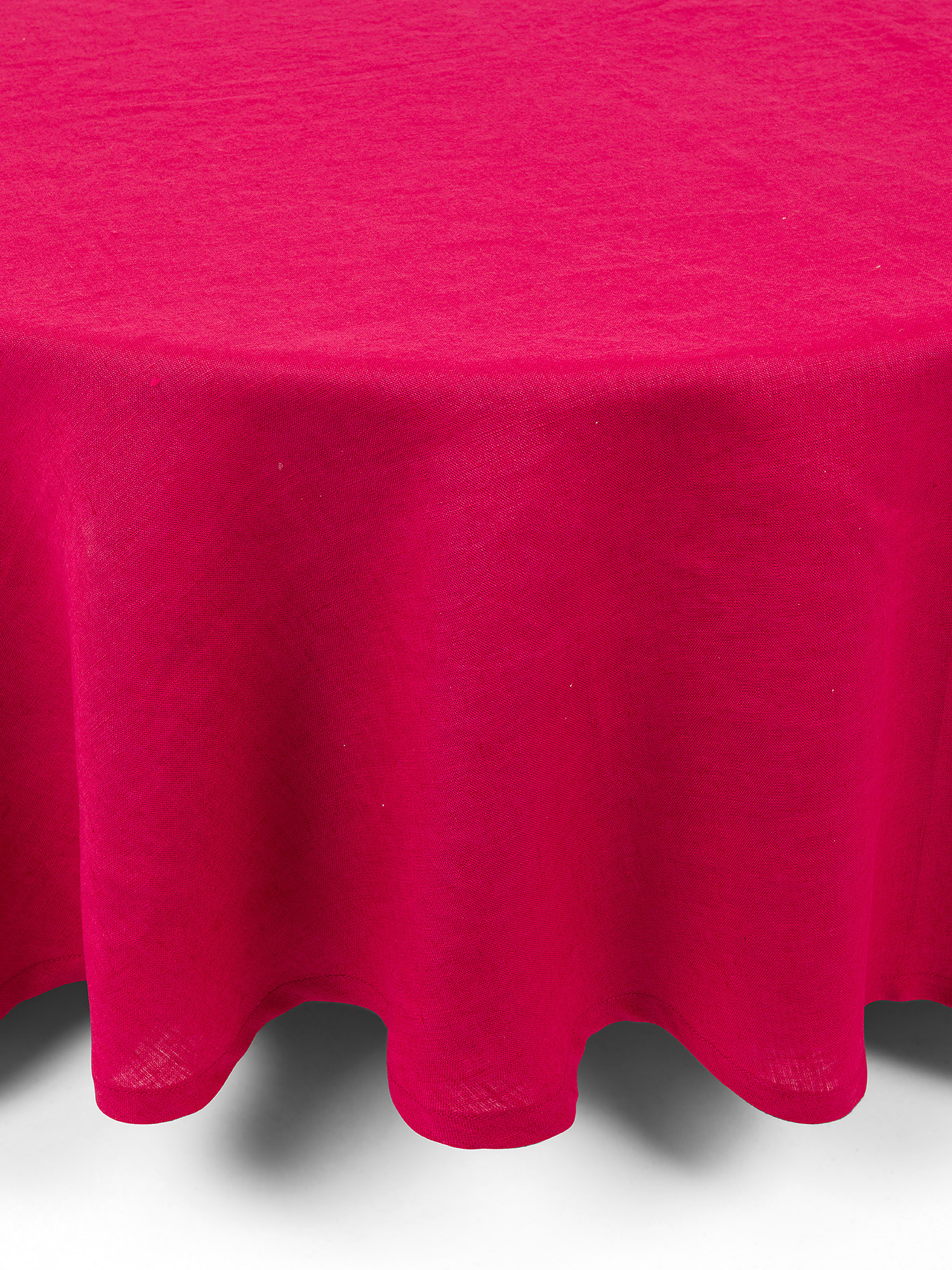 Solid color pure linen round tablecloth, Cherry Red, large image number 0