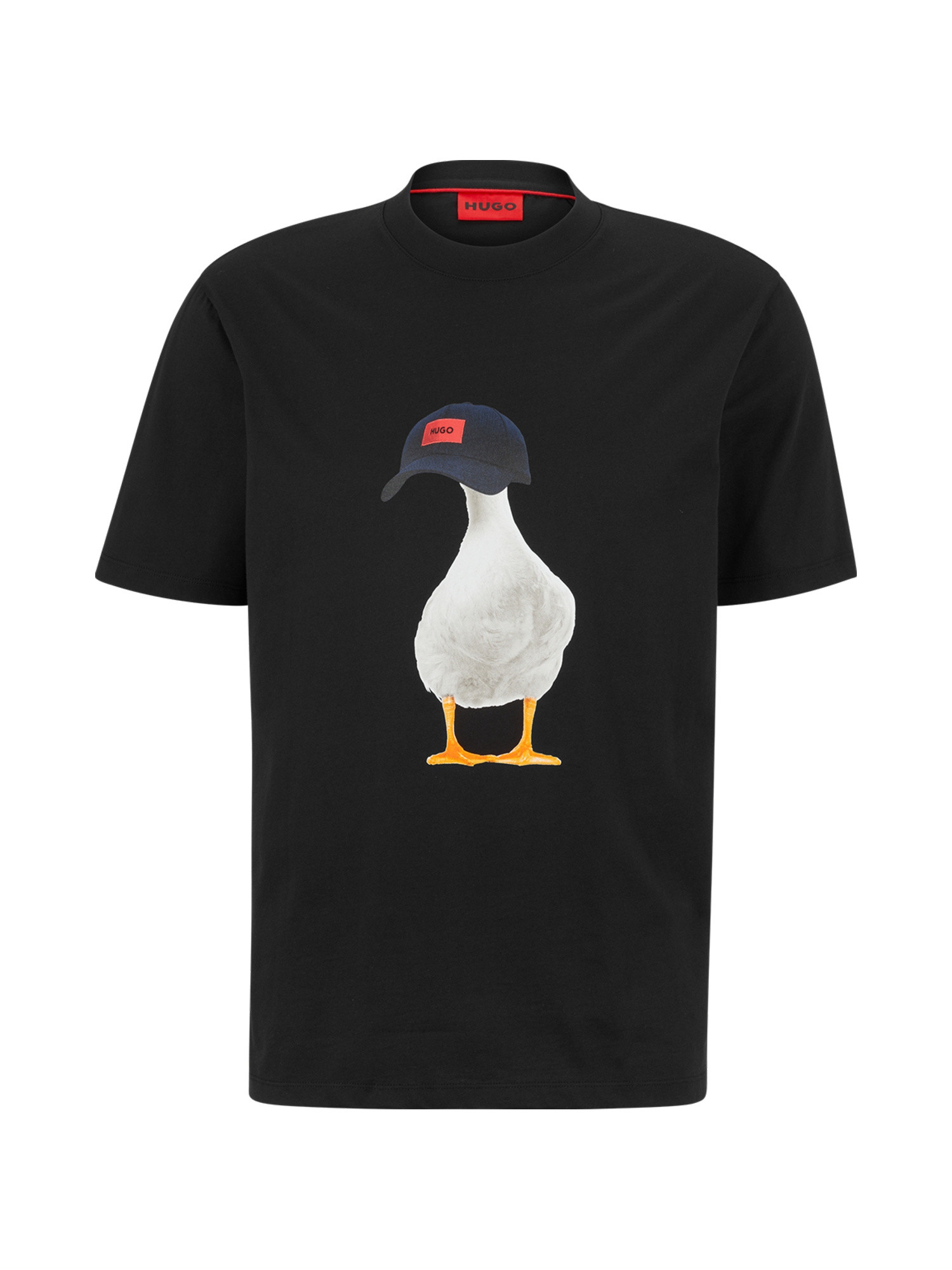Hugo - Cotton Duck Print T-Shirt, Black, large image number 0