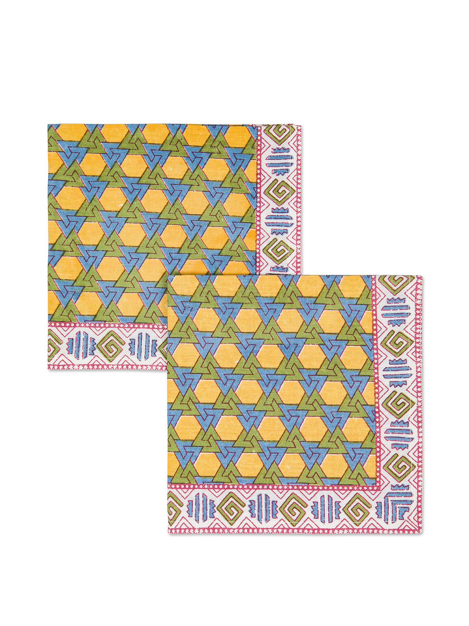 Set of 2 pure cotton napkins with ethnic motif, Multicolor, large image number 0