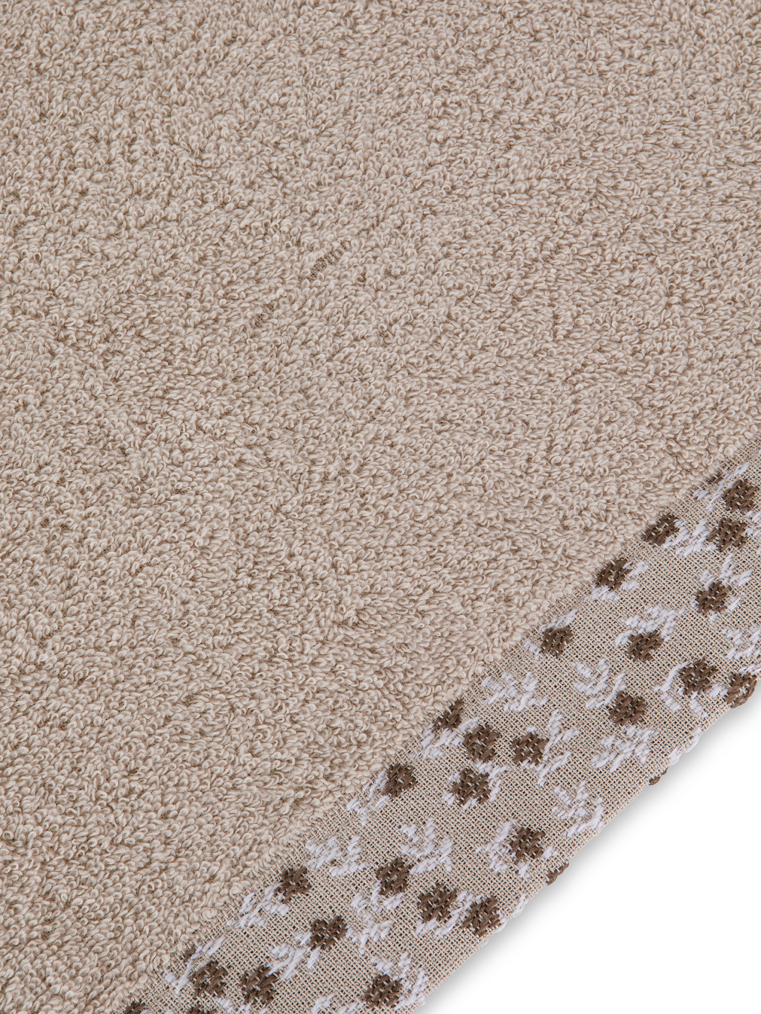 Asciugamano spugna di cotone bordo floreale, Beige, large image number 2