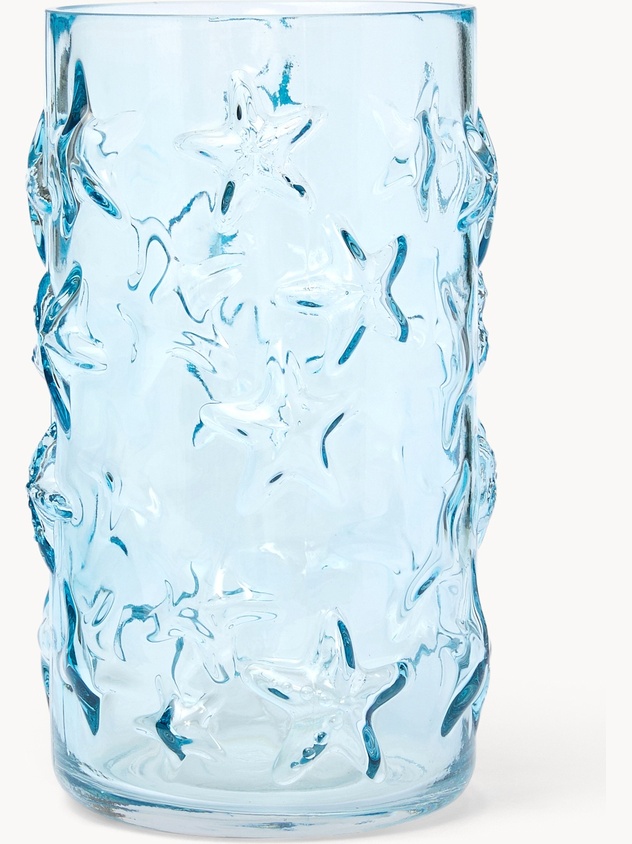 Vaso in vetro trasparente con decoro stelle marine