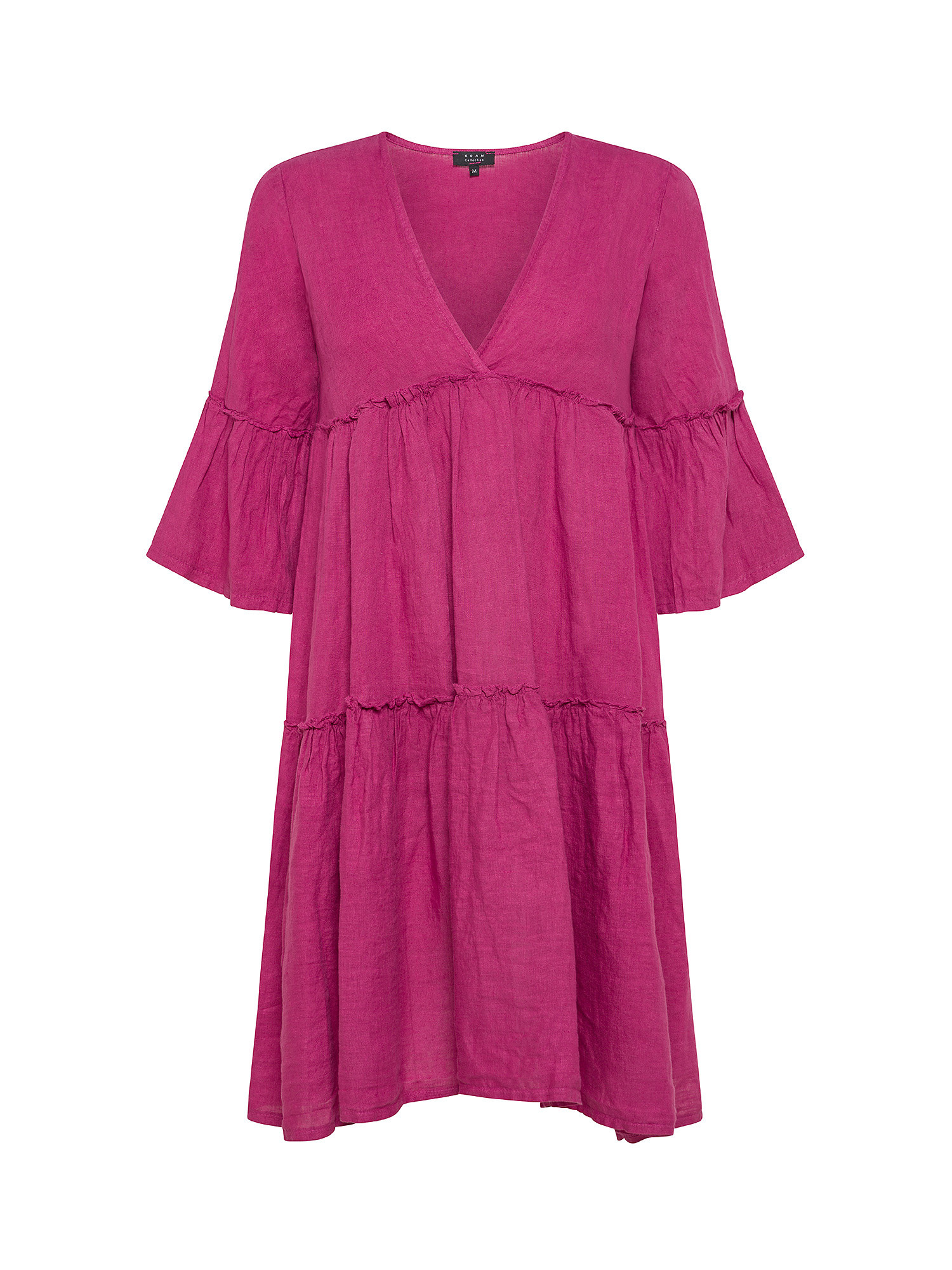 Koan - Linen dress with flounces, Pink, large image number 0