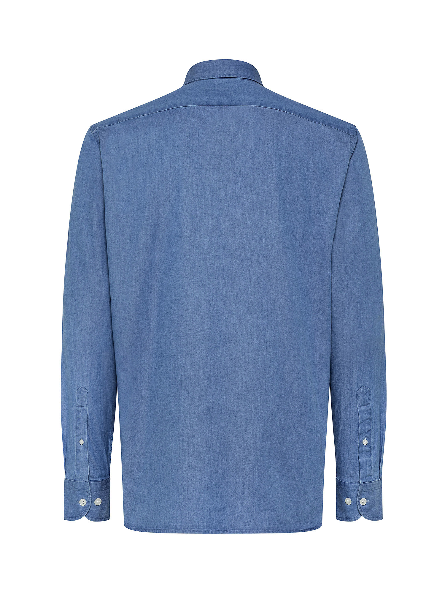 Camicia basic tailor fit in puro cotone, Azzurro scuro, large image number 2
