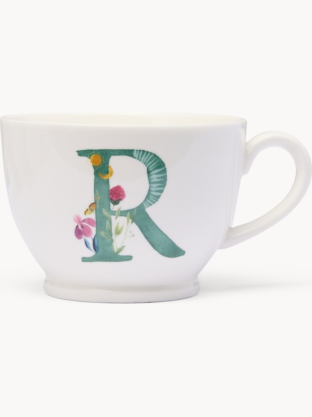 Tazza da colazione in new bone china lettera R