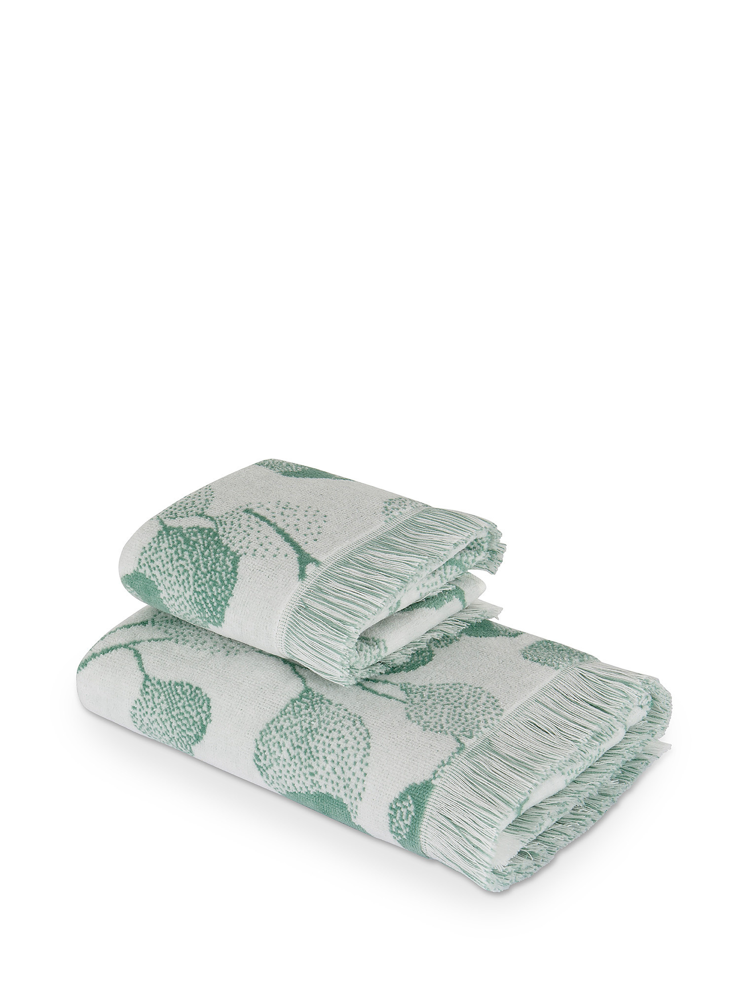Asciugamano cotone velour motivo ramage, Verde, large image number 0