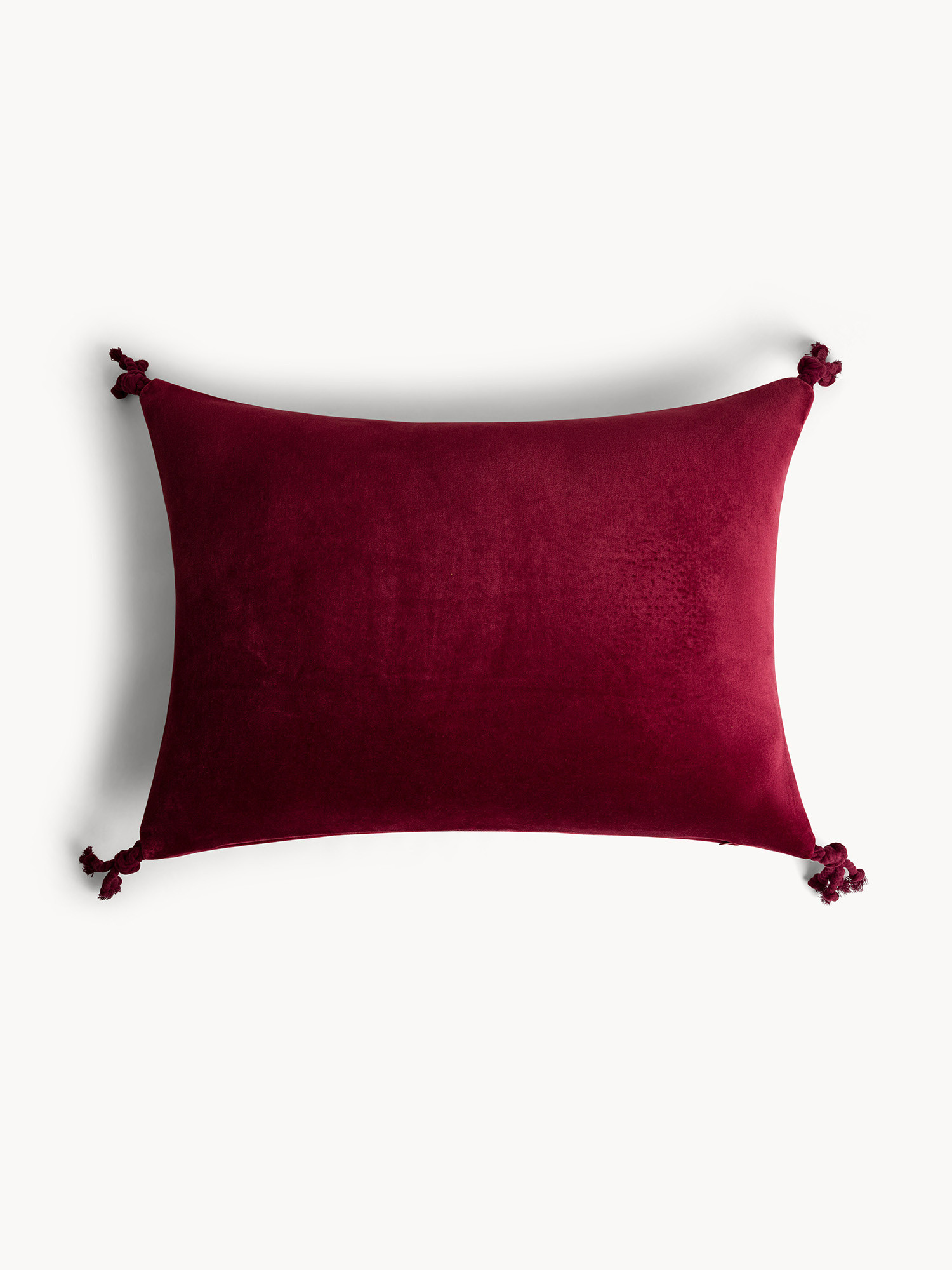 45x45 cm velvet pillow with fringes, Cherry Red, large image number 0