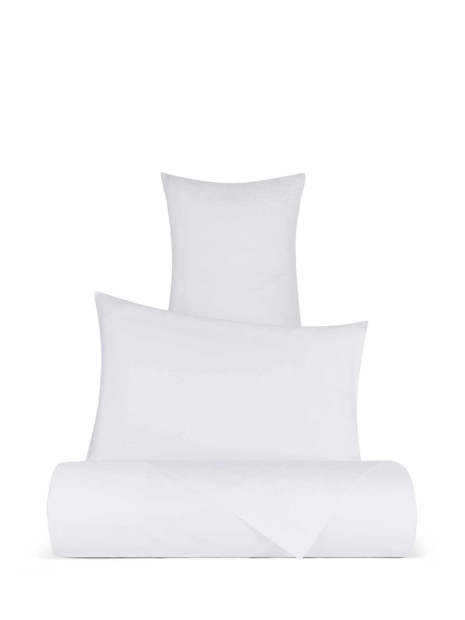 Cotton percale jacquard pillowcase Portofino, White, large image number 3