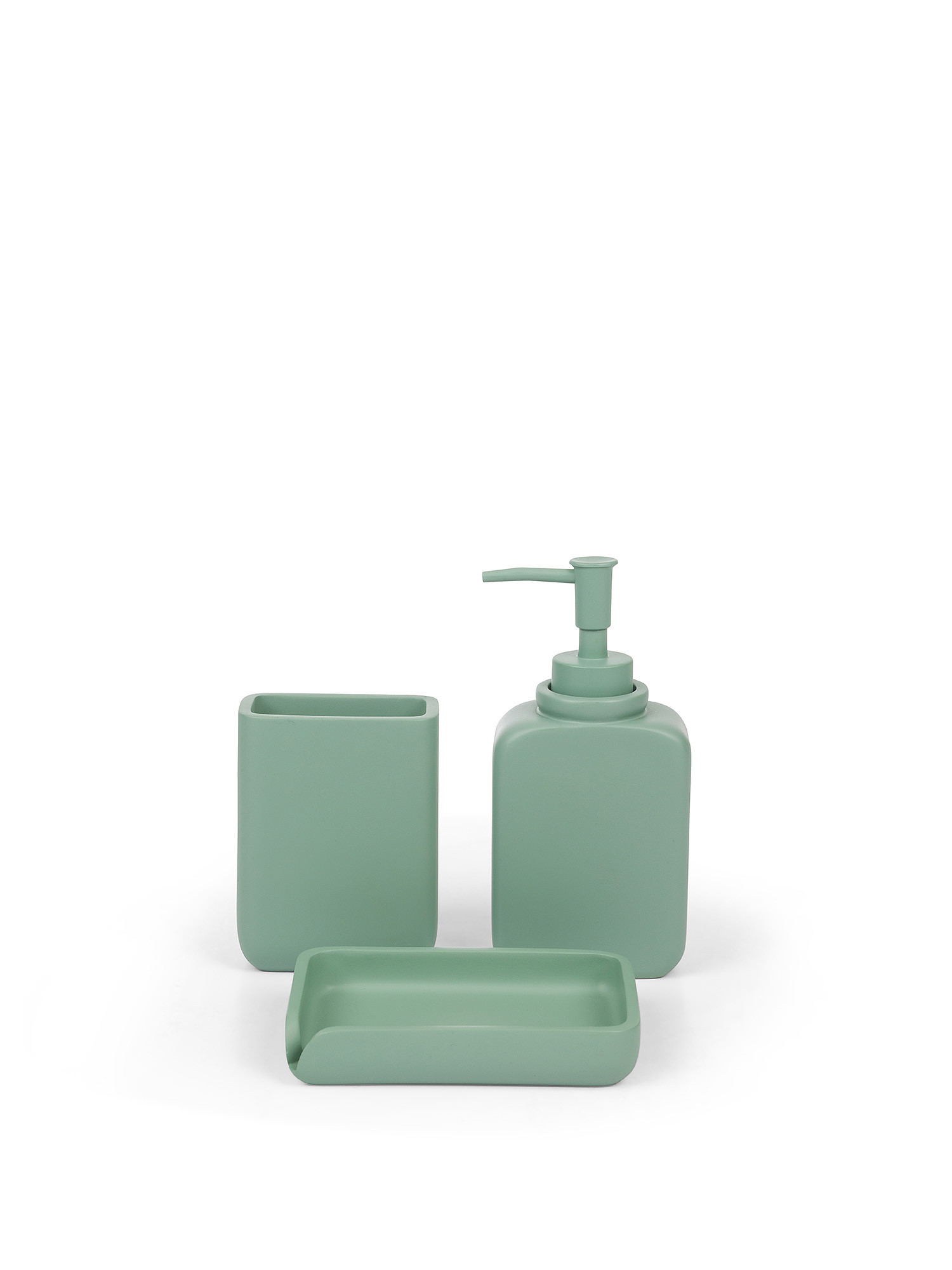 Solid color polyresin soap dispenser, Green, large image number 1
