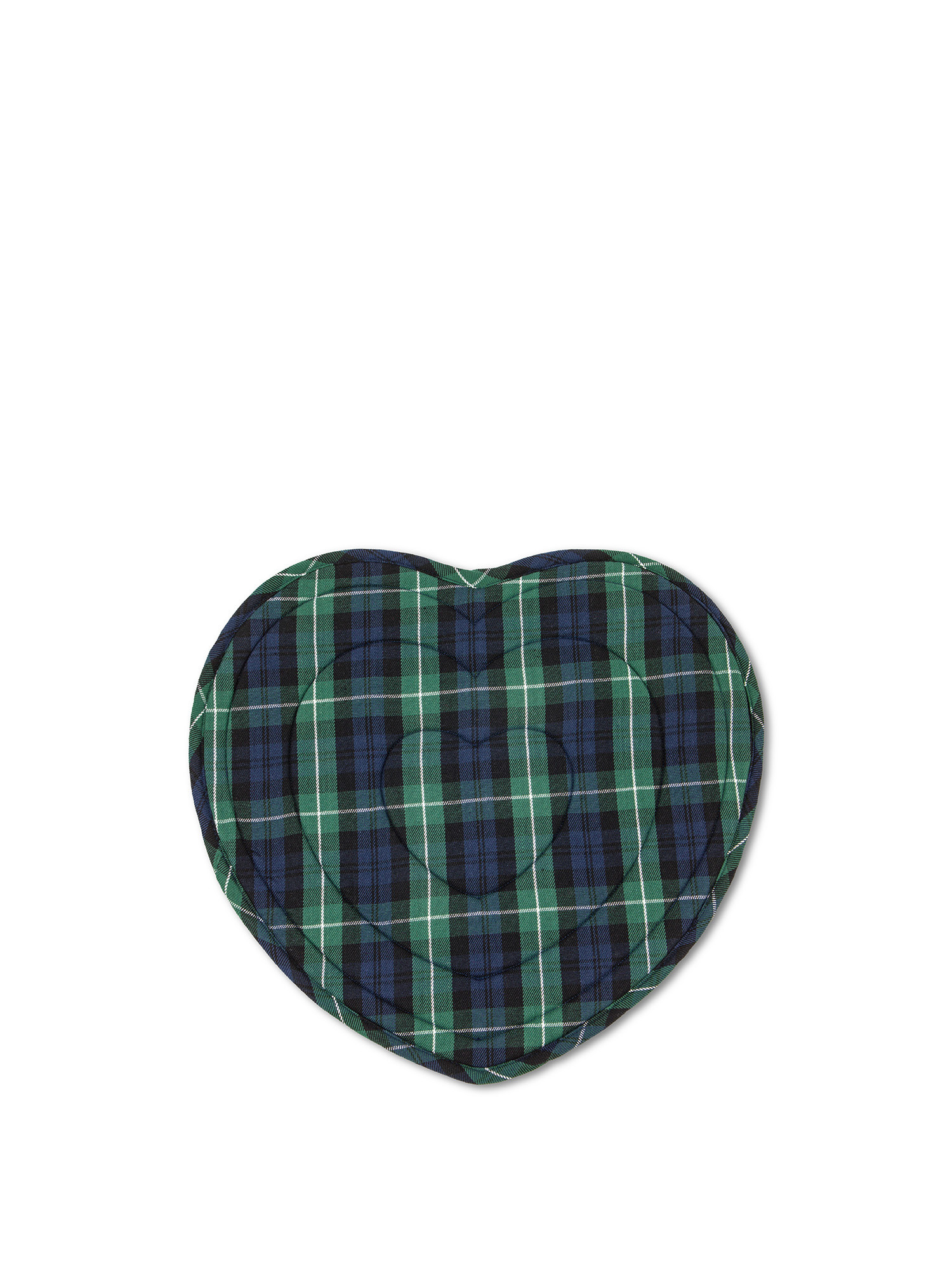 Tovaglietta twill di cotone tartan a cuore, Blu, large image number 0