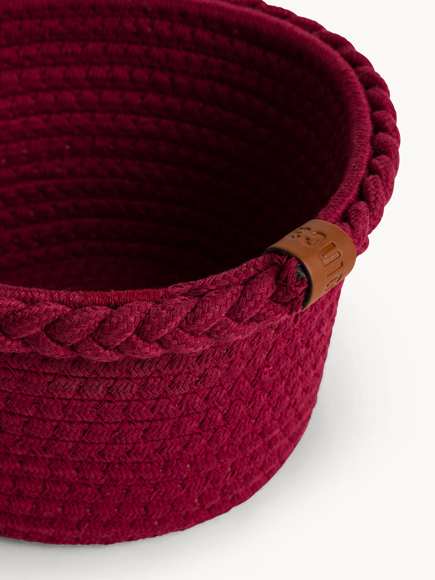 Cestino portatutto con bordo intrecciato, Rosso bordeaux, large image number 1
