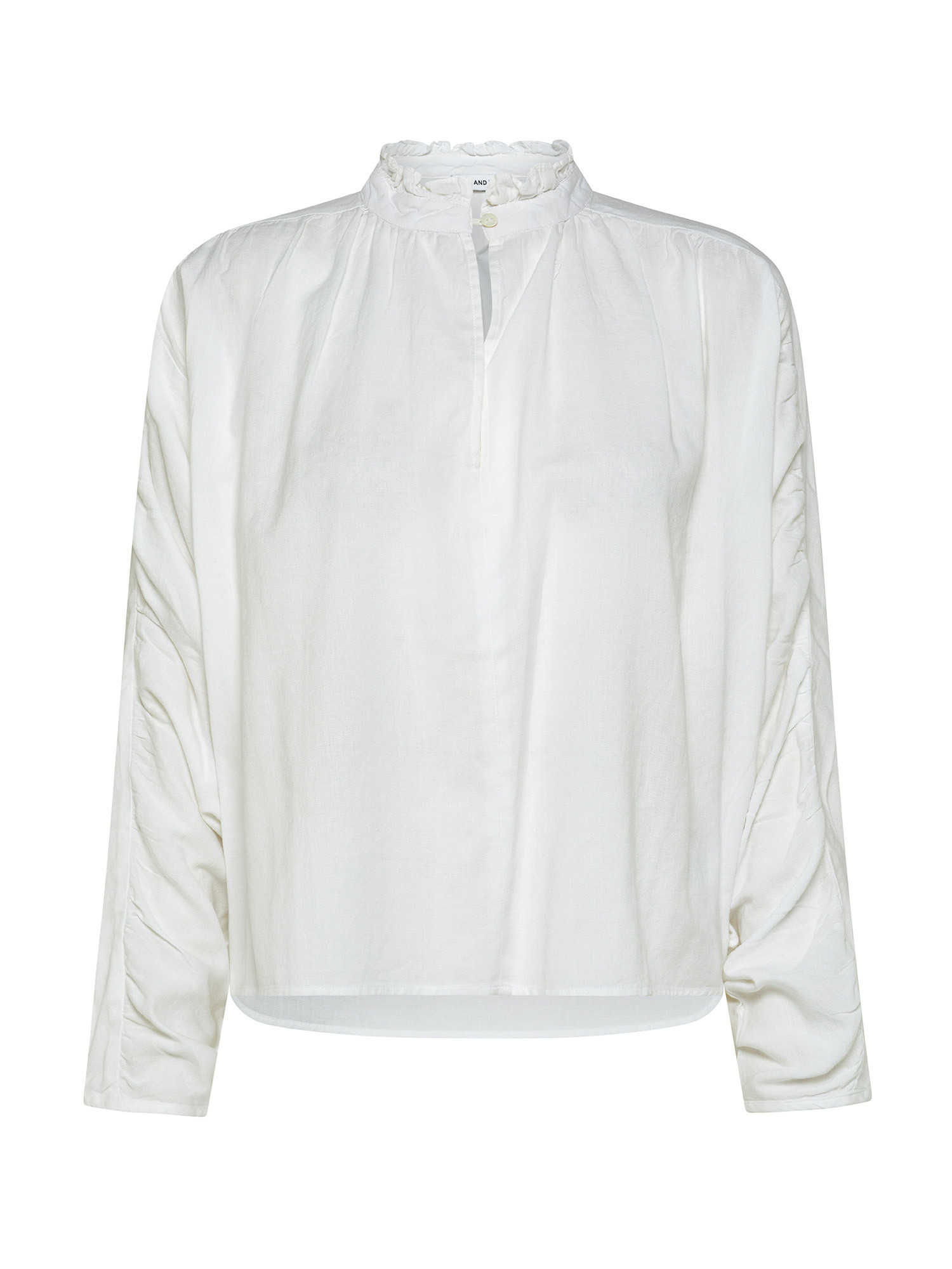 Blusa in cotone con maniche lunghe, Bianco, large image number 0
