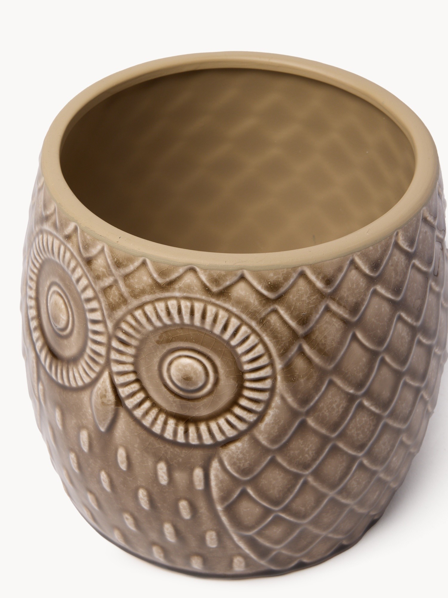 Cachepot in ceramica a forma di gufo, Beige, large image number 1