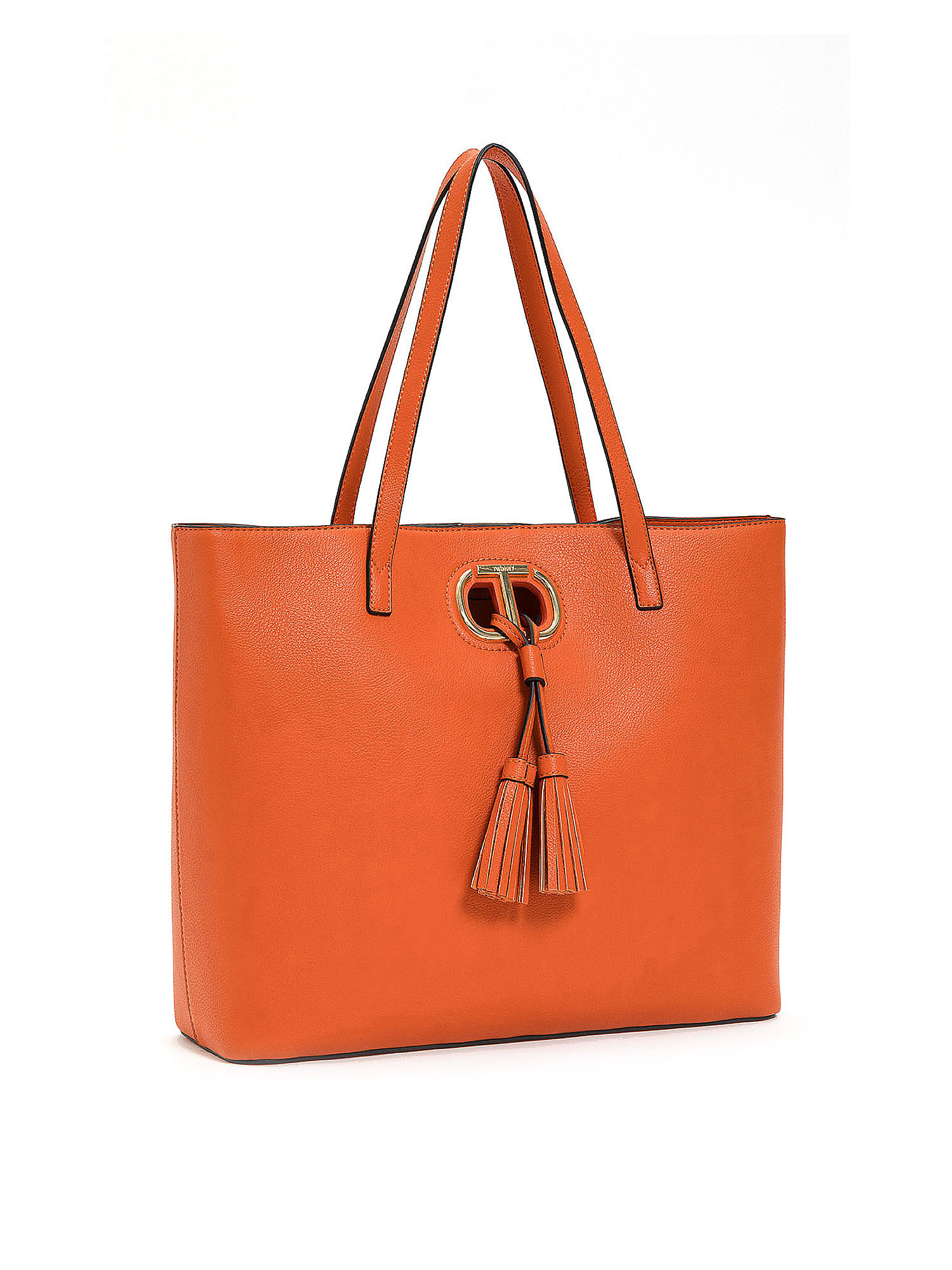 Shopping Bag con nappe, Arancione, large image number 0