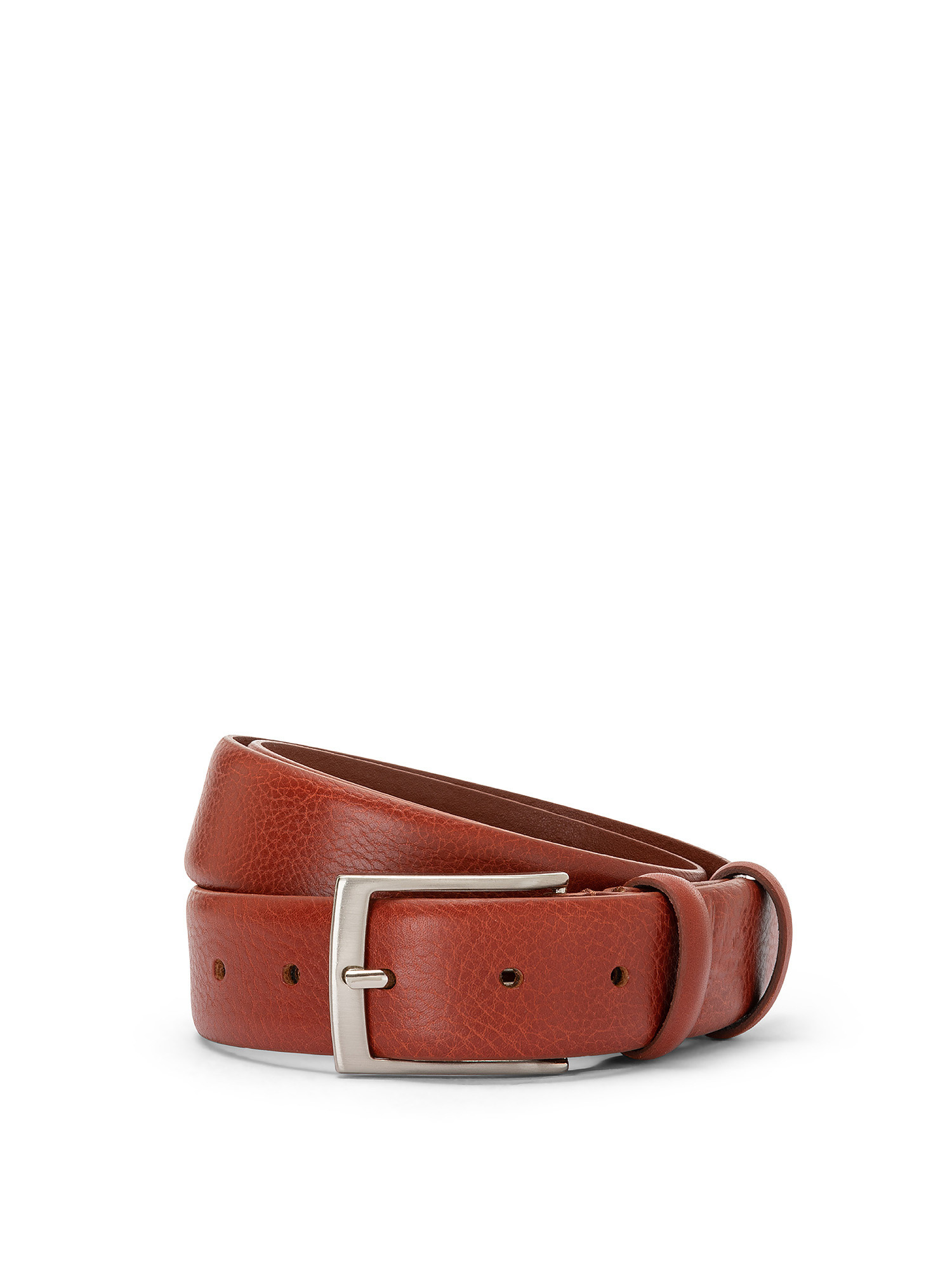 Solid color genuine leather belt, Brown, large image number 0
