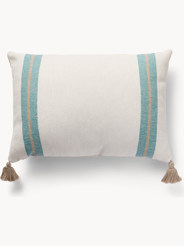 Cuscino a righe e nappine 40x60cm