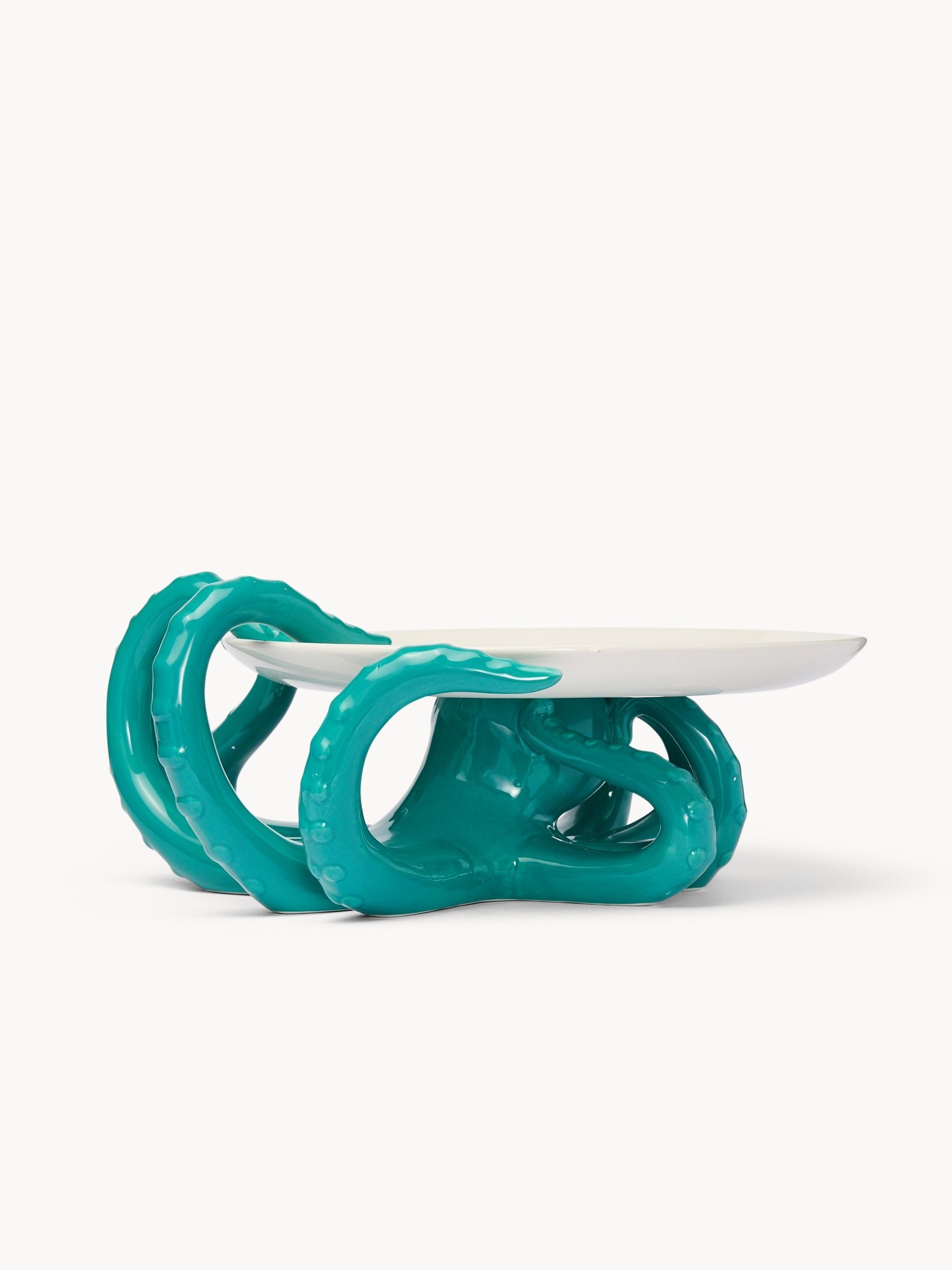Ceramic cake stand with octopus detail, Blue Celeste, large image number 0