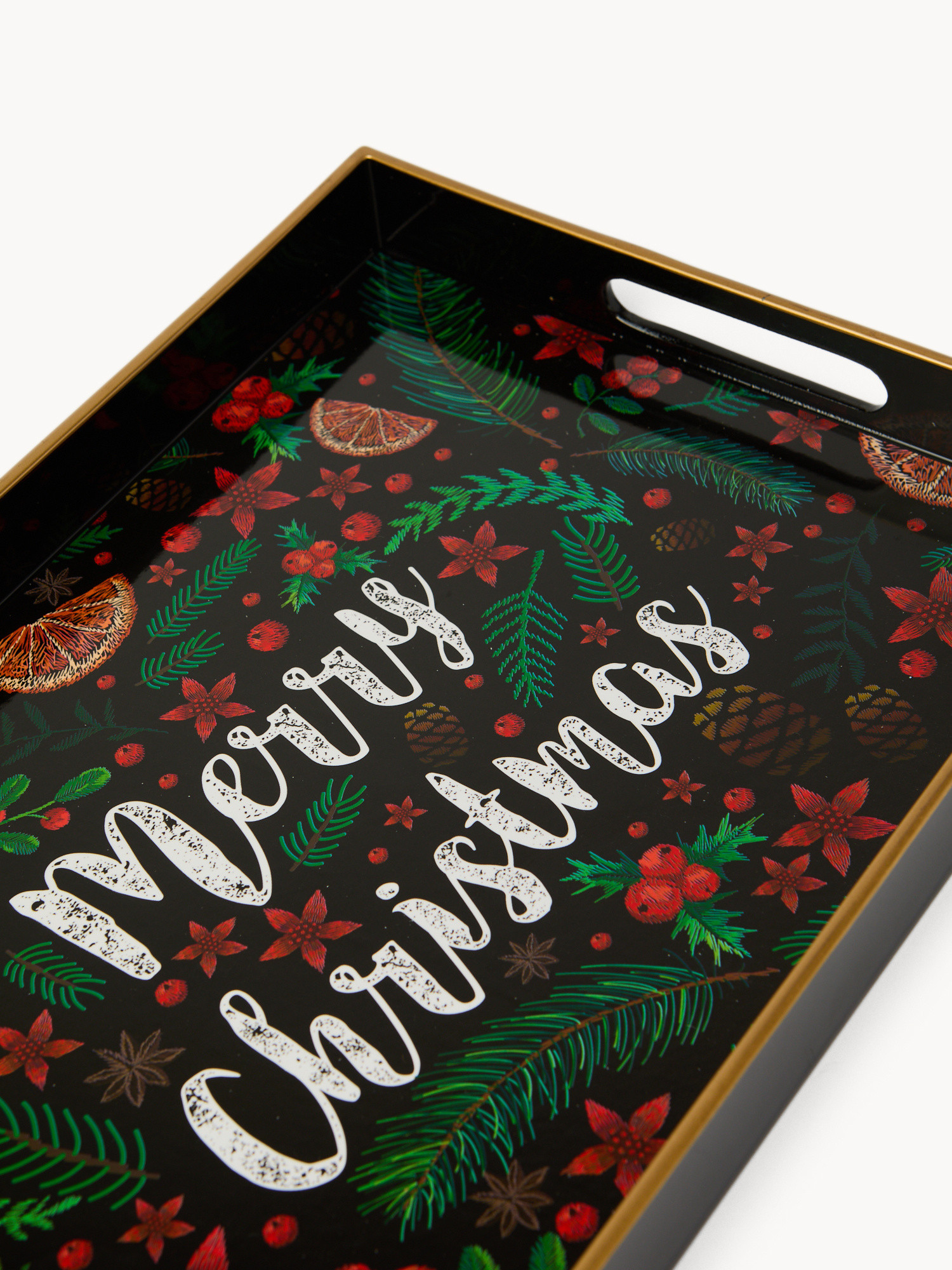Rectangular Merry Christmas motif tray, Multicolor, large image number 1