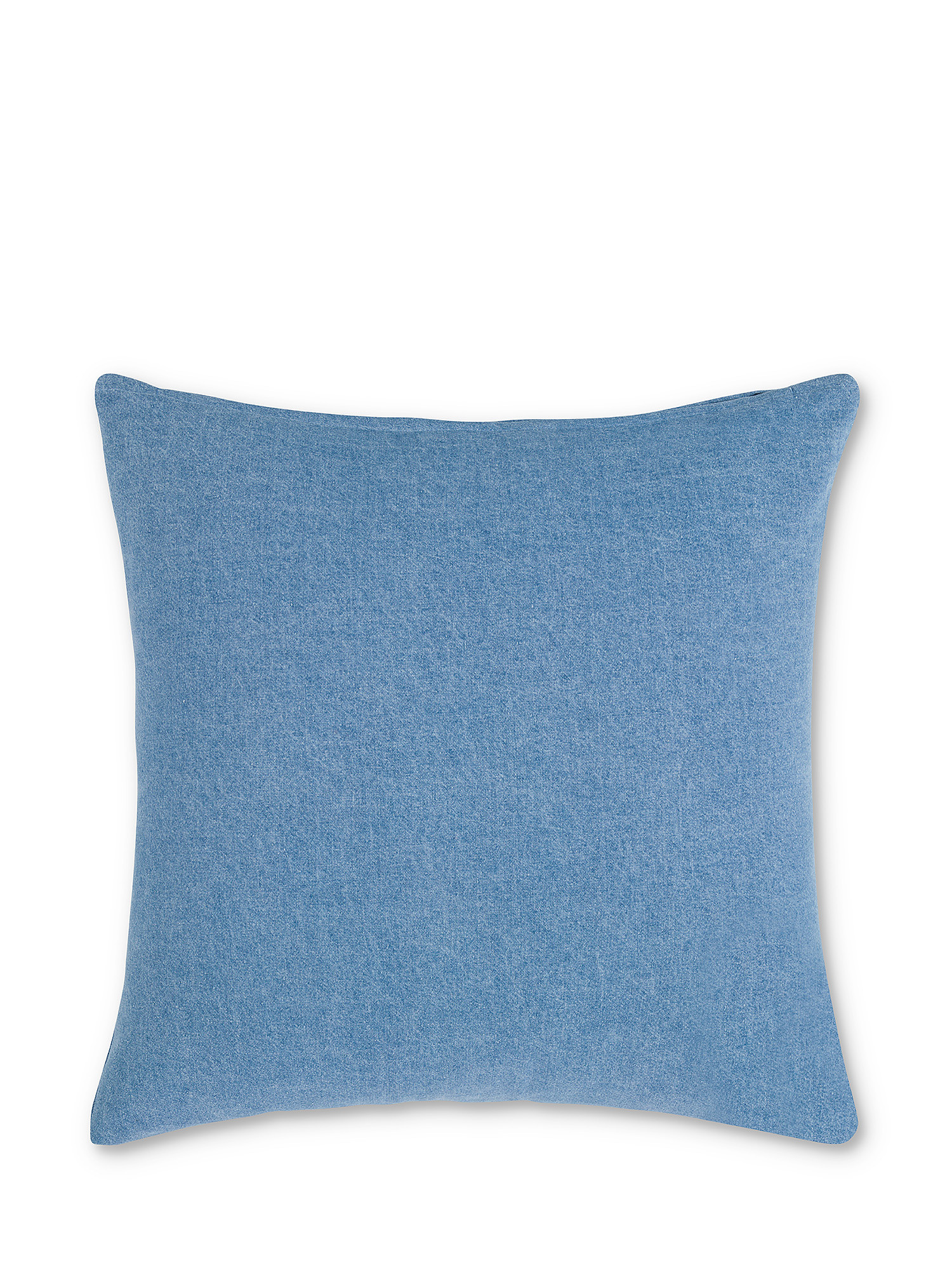 Cotton denim cushion with polka dot embroidery 45x45cm, Light Blue, large image number 1