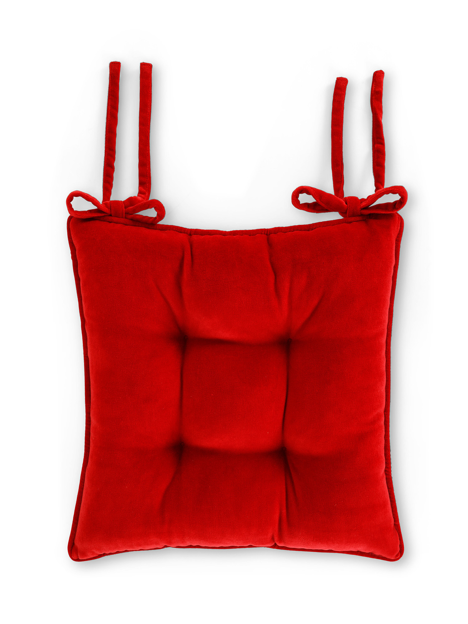 Cuscino da cucina velluto di cotone tinta unita, Rosso, large image number 0