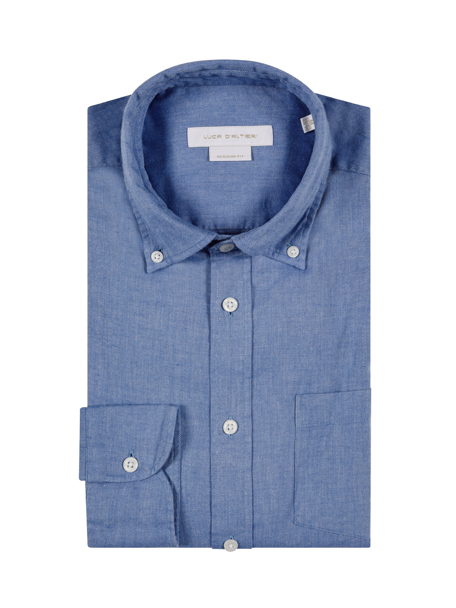 Camicia regular fit in morbida flanella di cotone organico, Azzurro, large image number 2