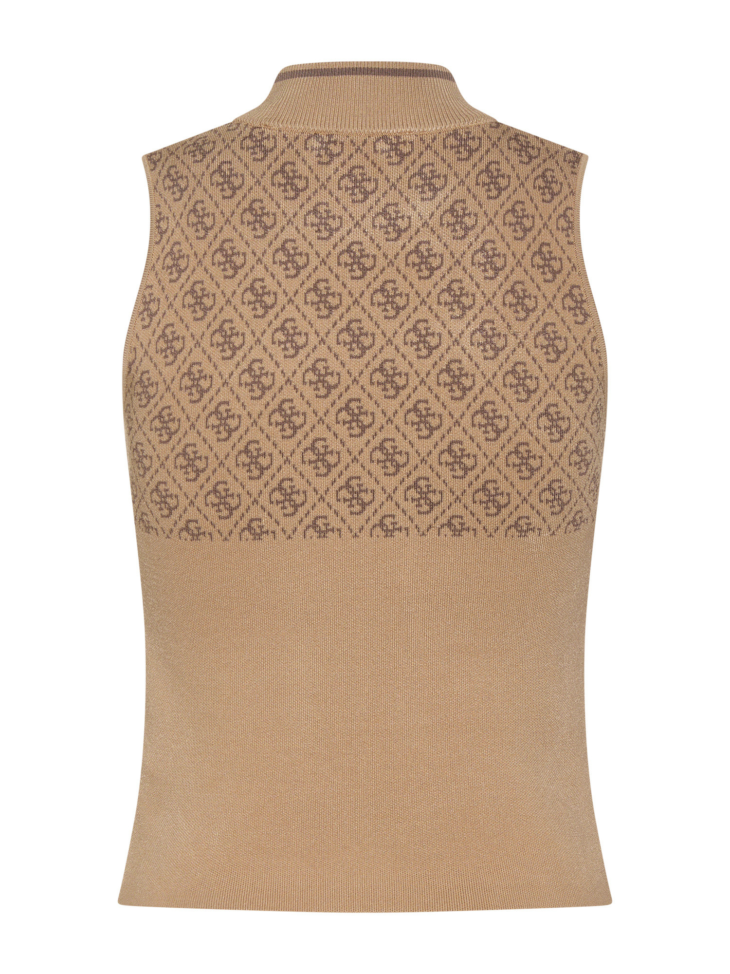 Guess - Top in maglia con logo, Beige, large image number 1