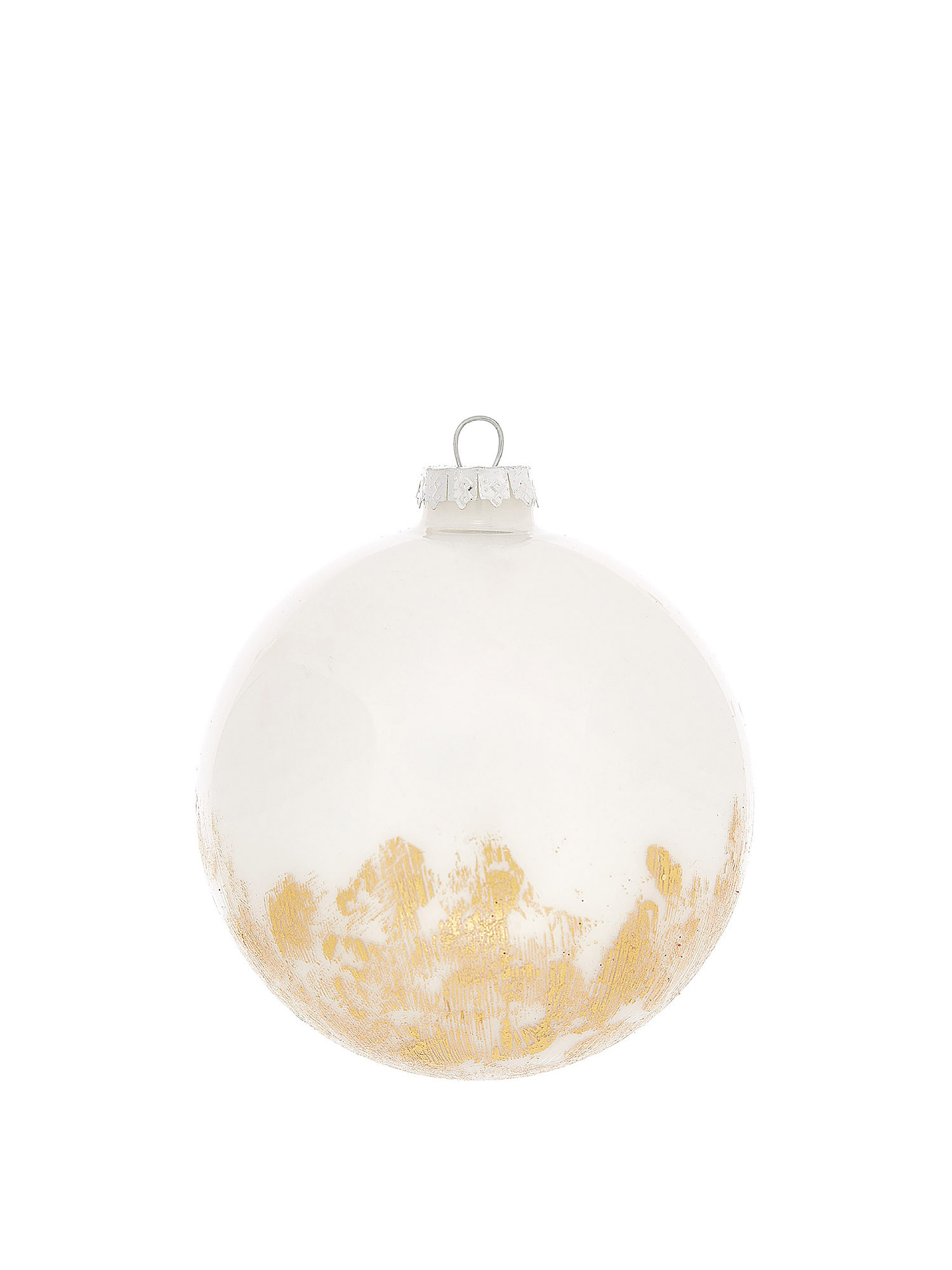 Hand decorated glass sphere, White, large image number 0