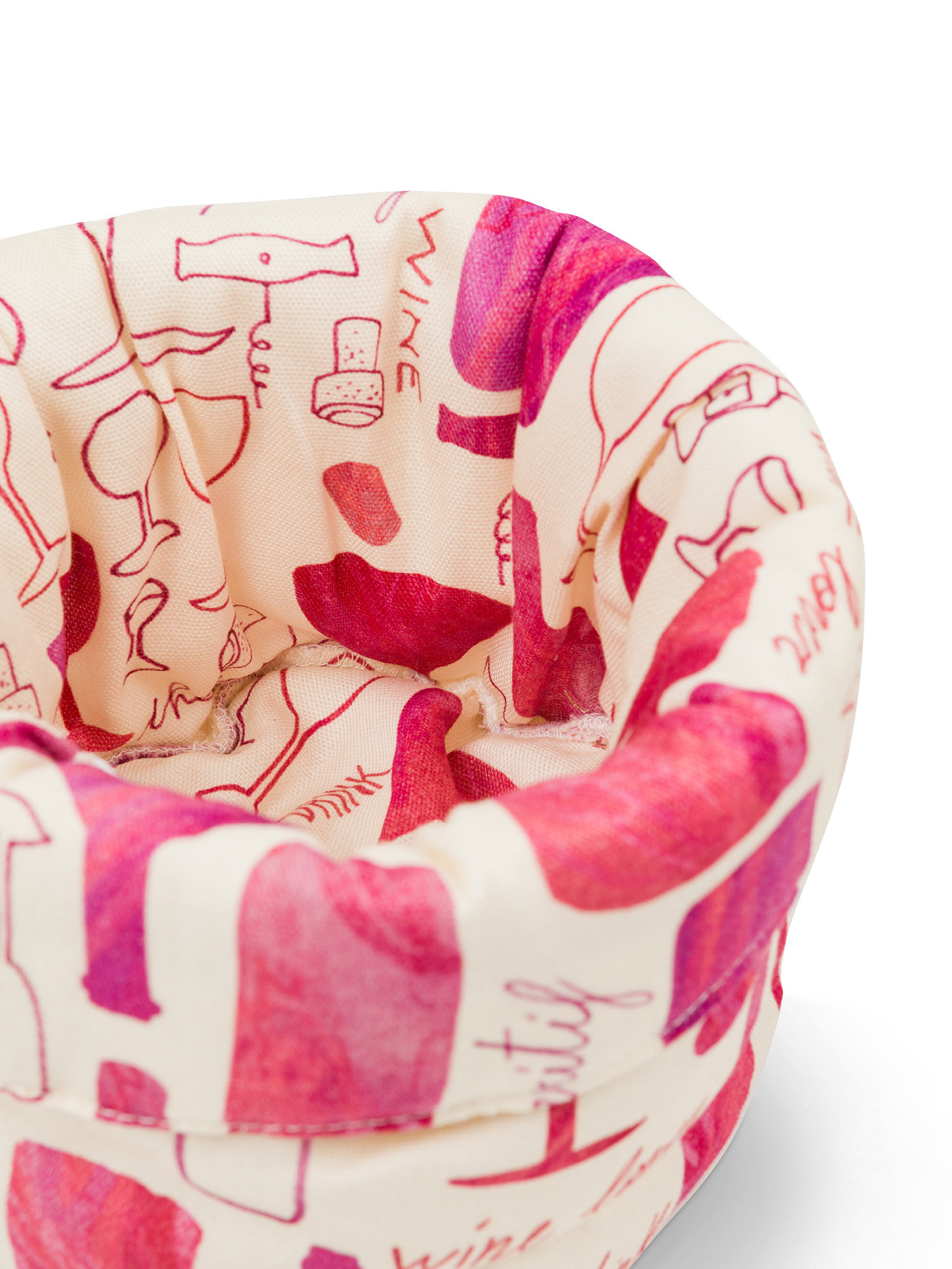 Cotton panama basket with wine print, Pink, large image number 1