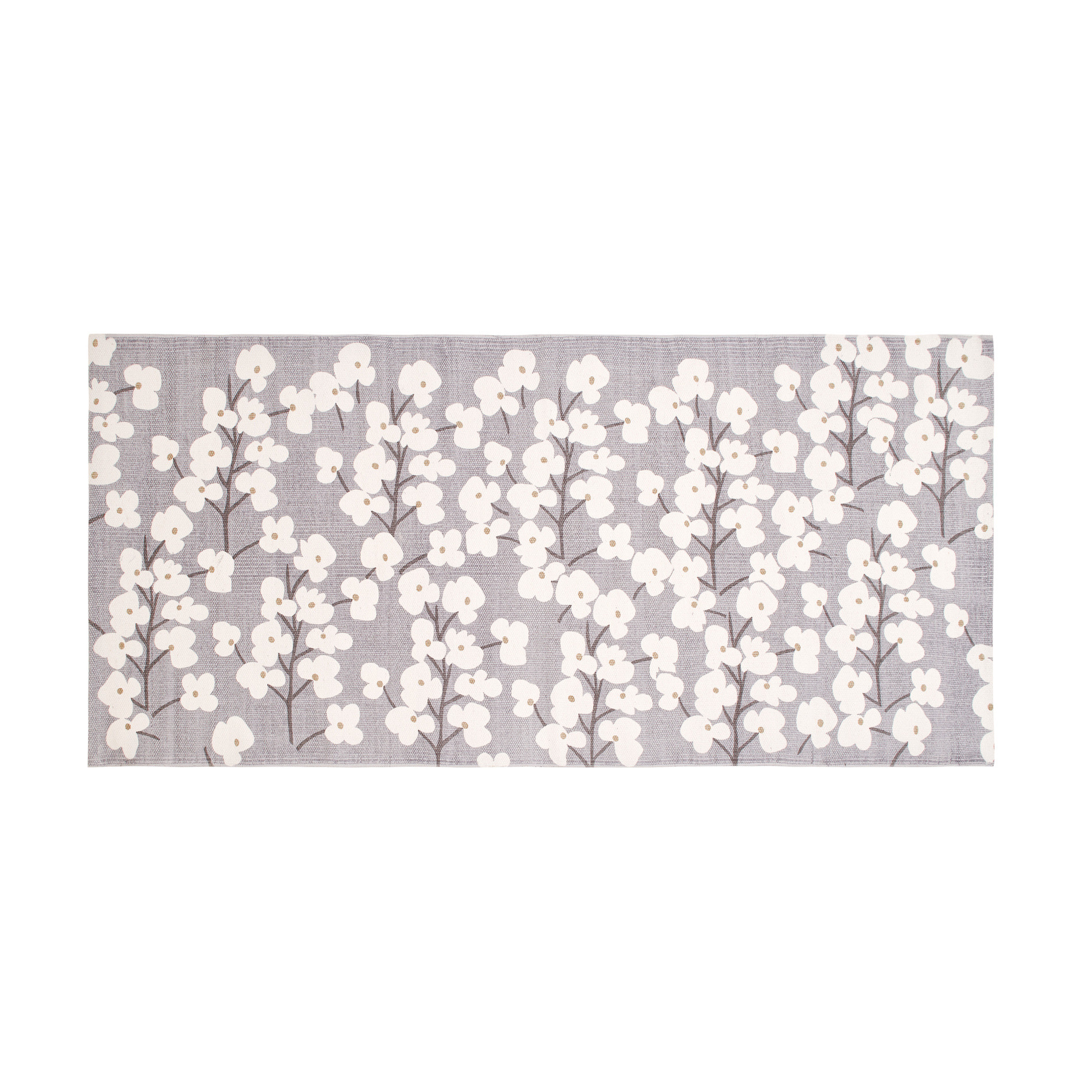 100% cotton floral kitchen mat, White / Blue, large image number 0