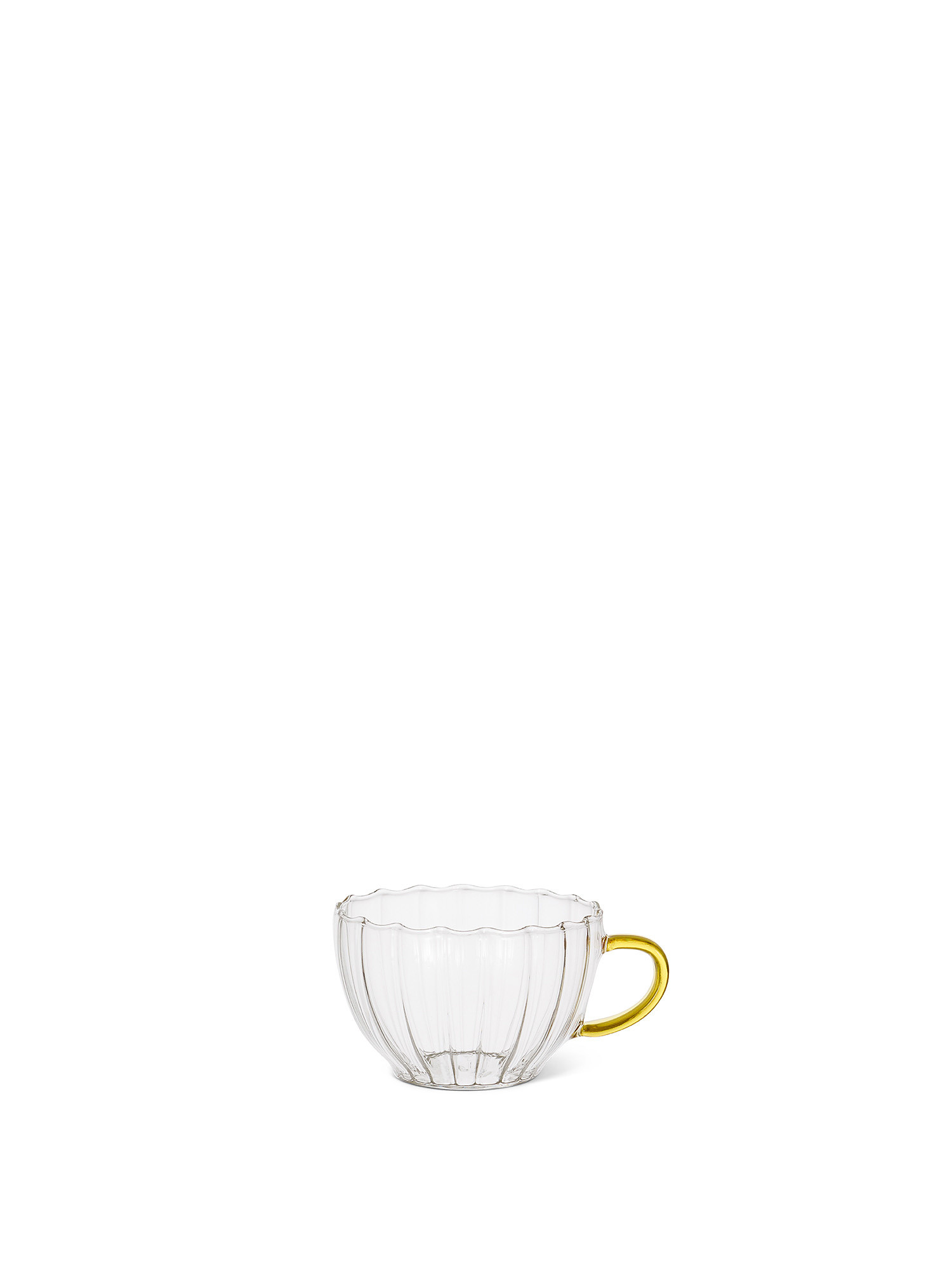 Glass tea cup with colored handle, Transparent, large image number 0