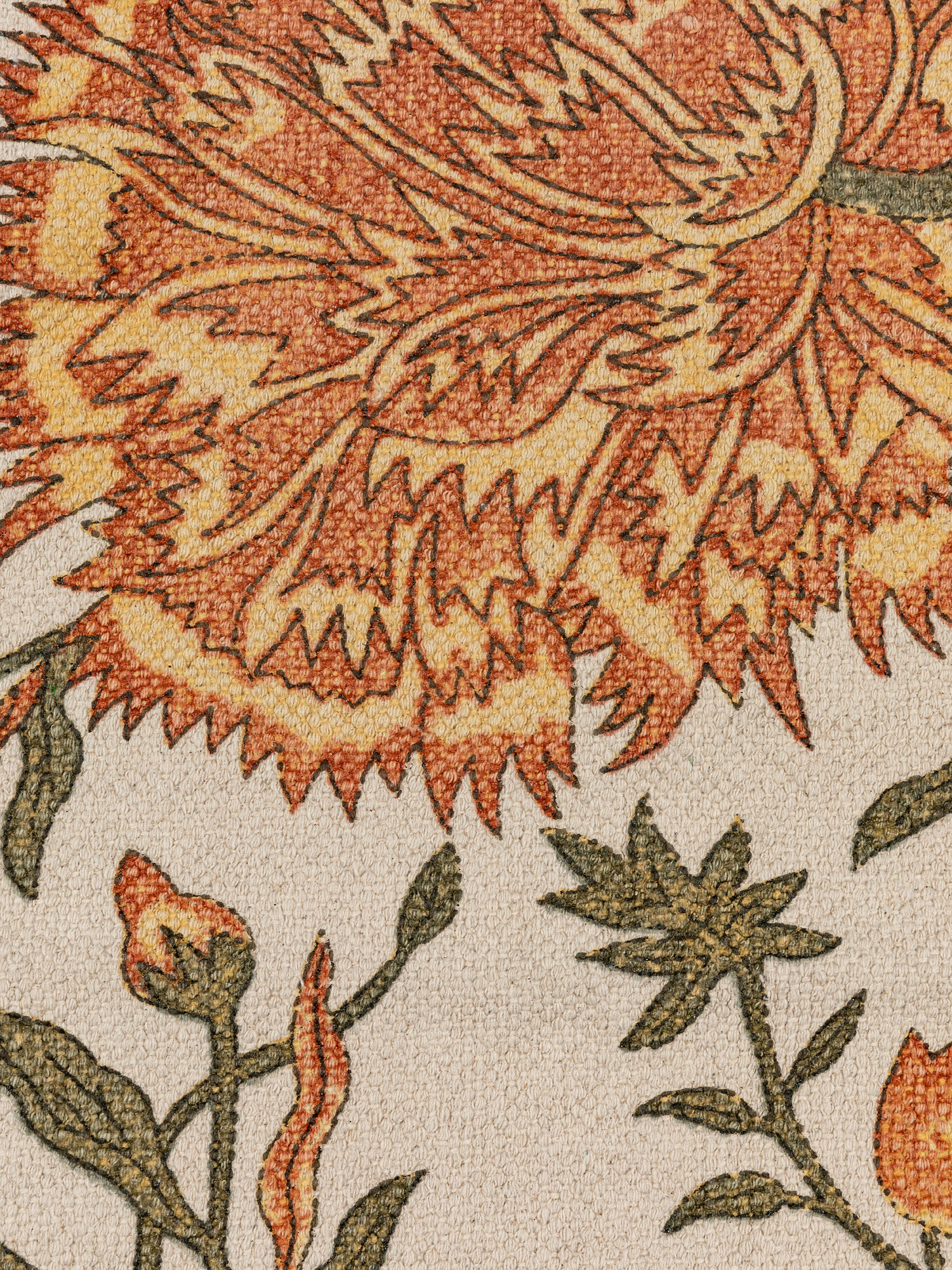 Cotton rug with floral motif, Light Beige, large image number 1