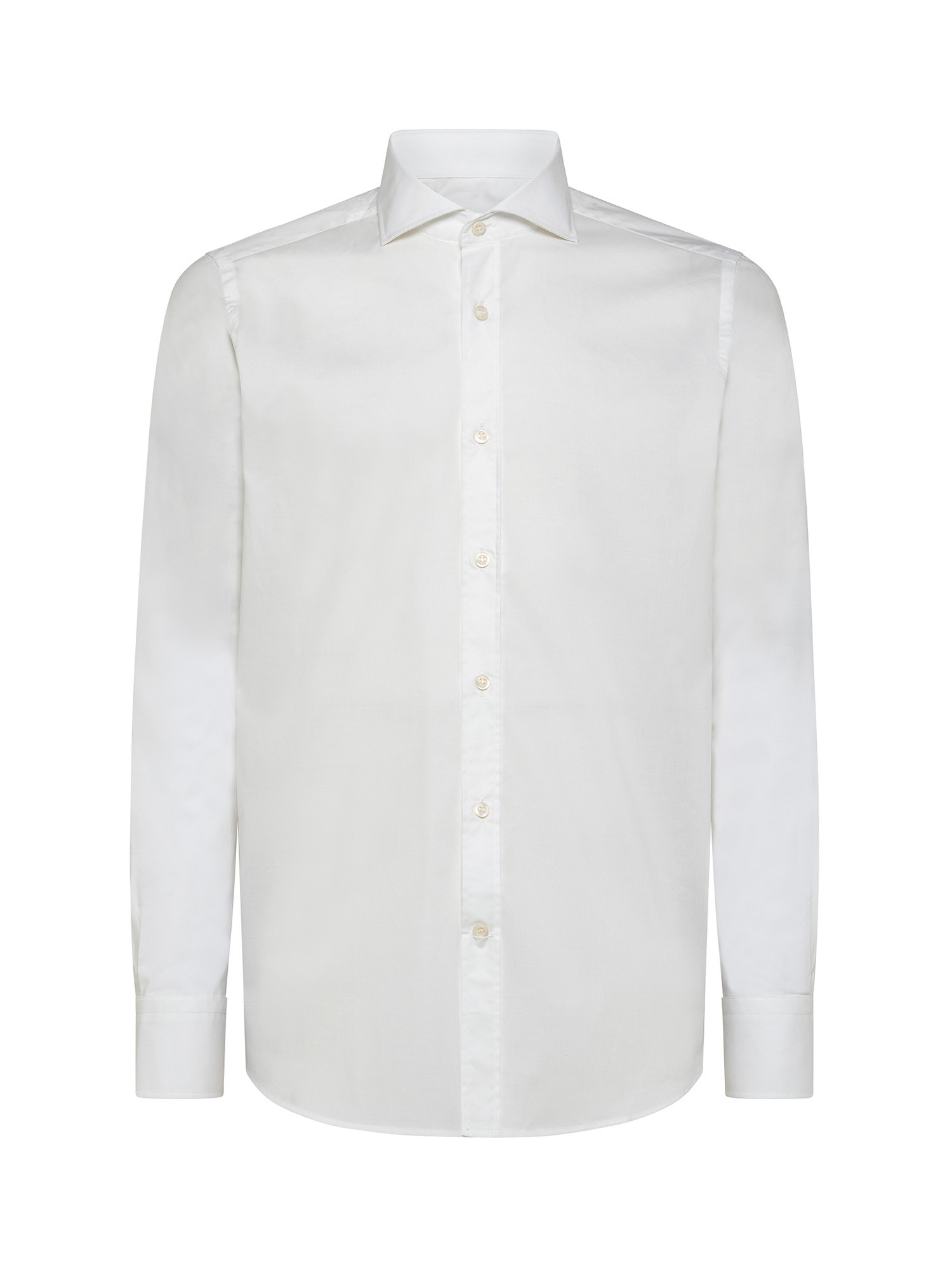 Camicia slim fit in cotone elasticizzato, Bianco, large image number 1