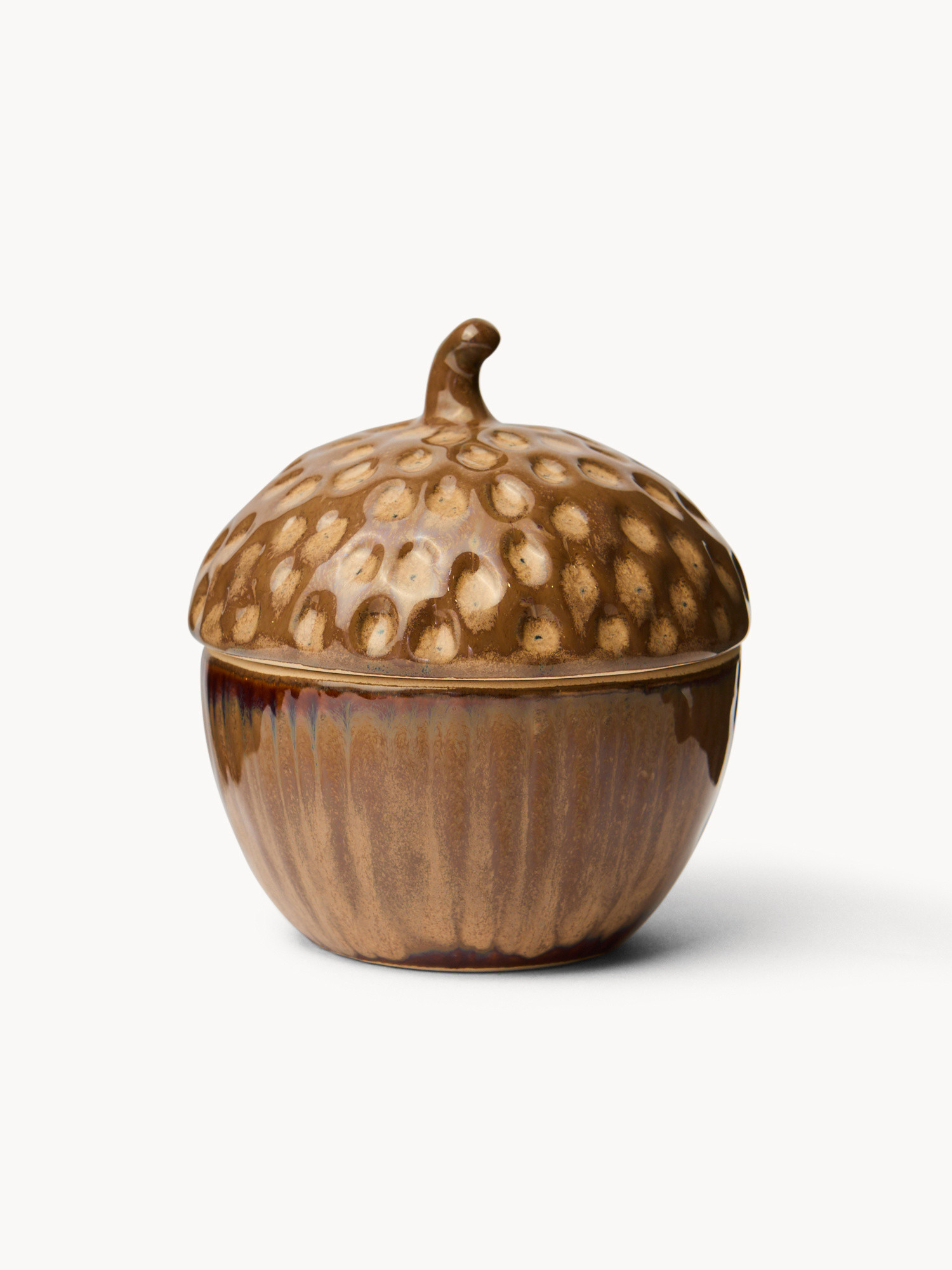 Ceramic jar with acorn motif, Brown, large image number 0
