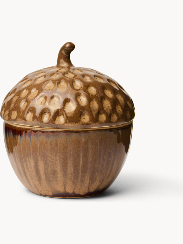 Ceramic jar with acorn motif