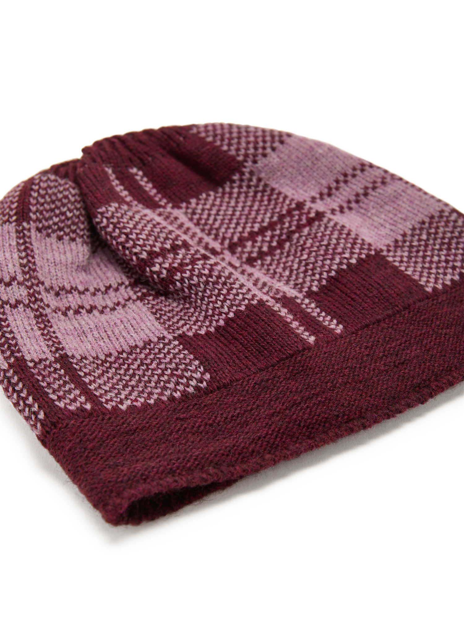 Tartan checked knit hat, Pink, large image number 1