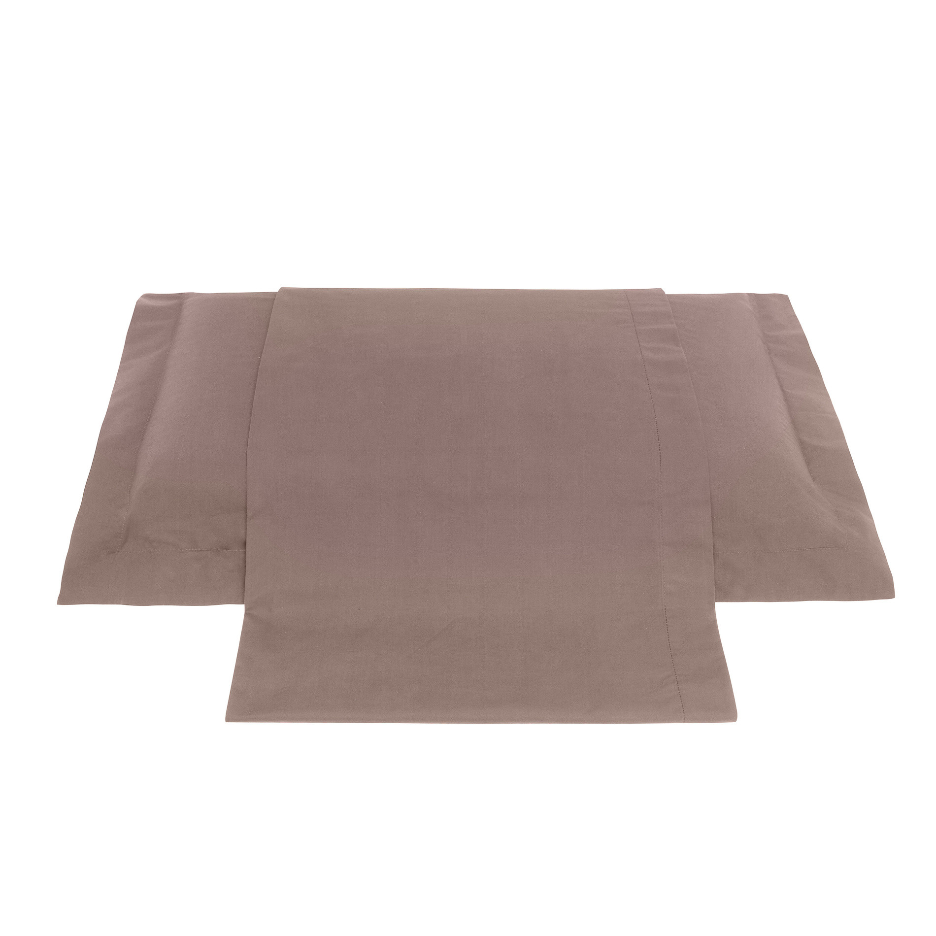 Zefiro solid colour flat sheet in percale., Light Brown, large image number 0