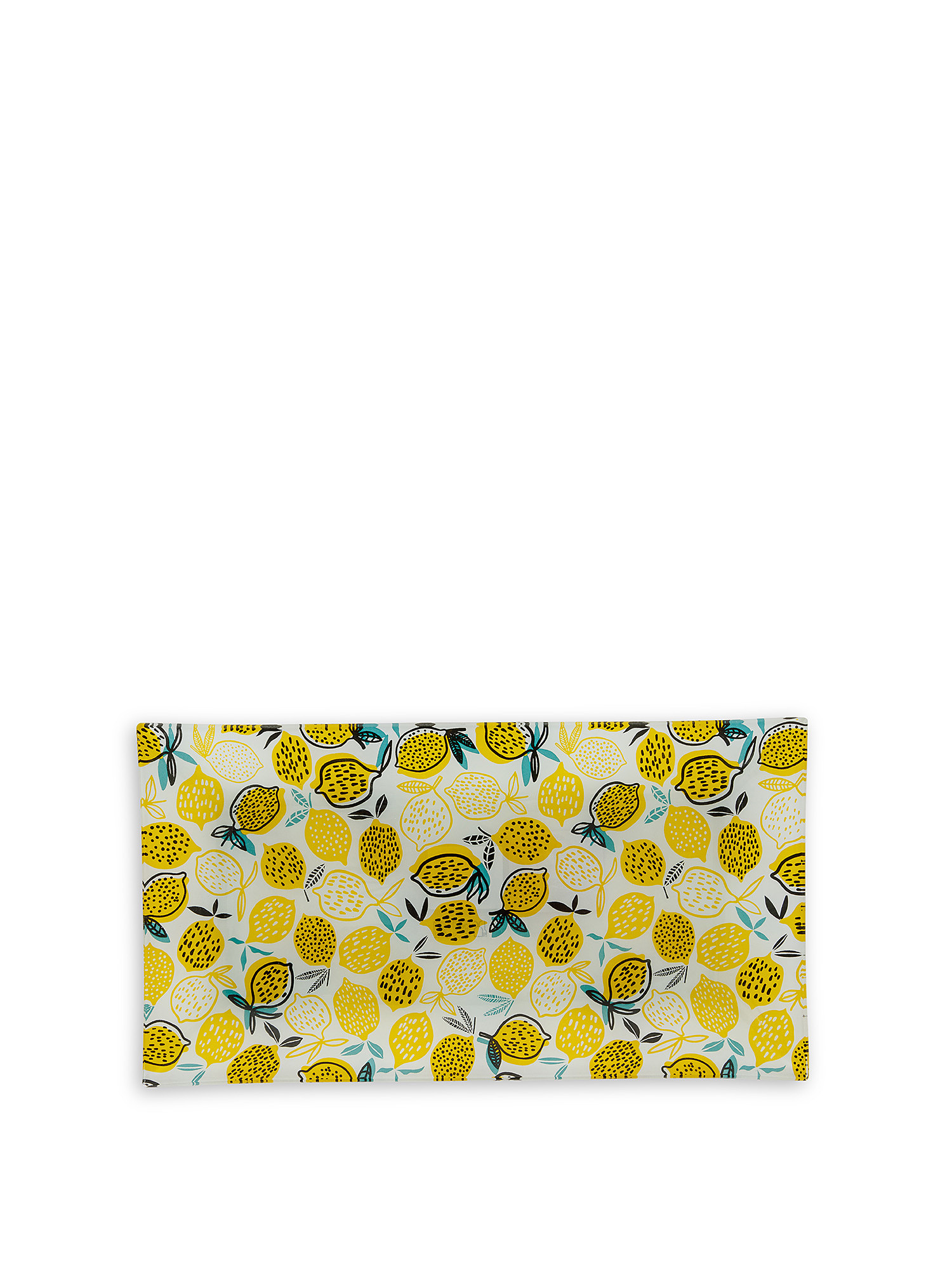Vassoio vetro decoro limoni, Giallo, large image number 0