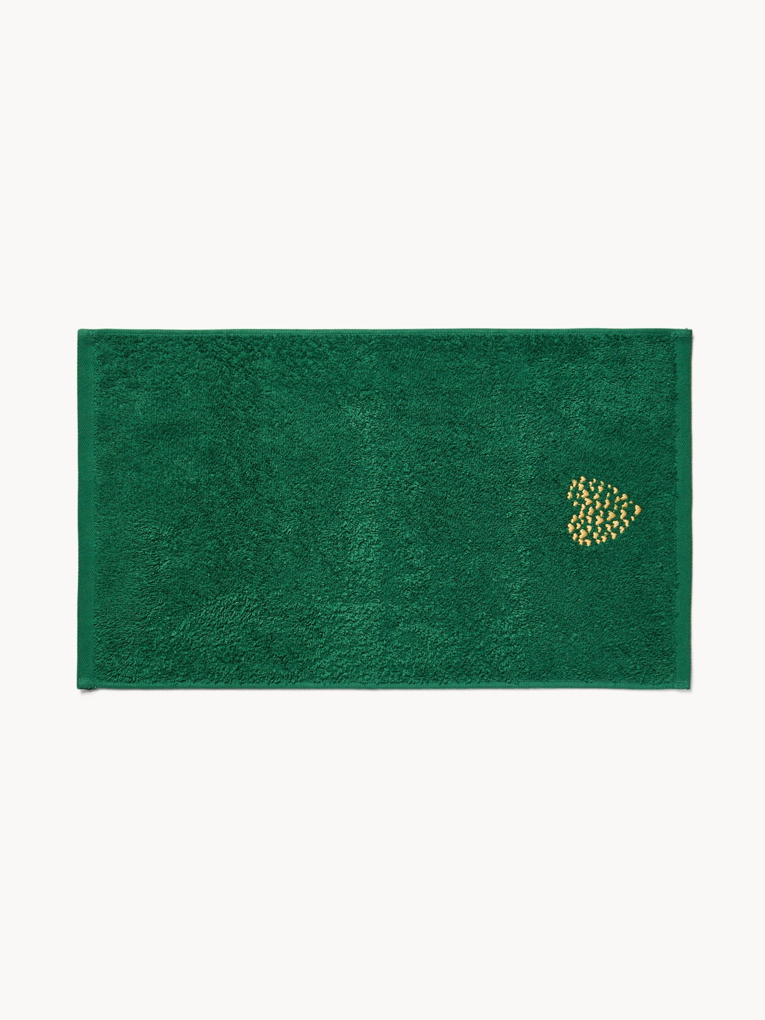 Set 2 asciugamani in spugna di cotone con ricamo a cuori, Verde, large image number 1