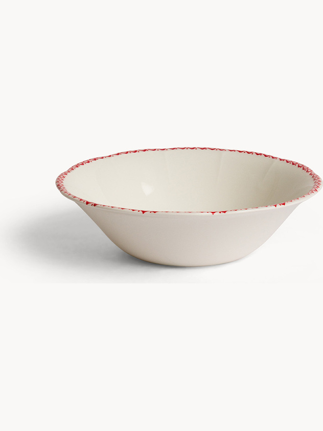 Ceramic bowl with red flower detail