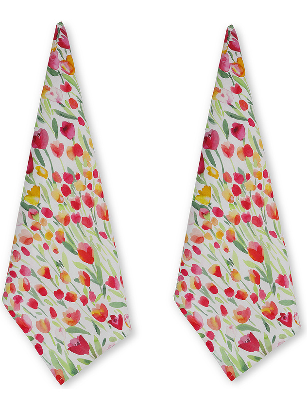 Set 2 strofinacci panama di cotone stampa tulipani