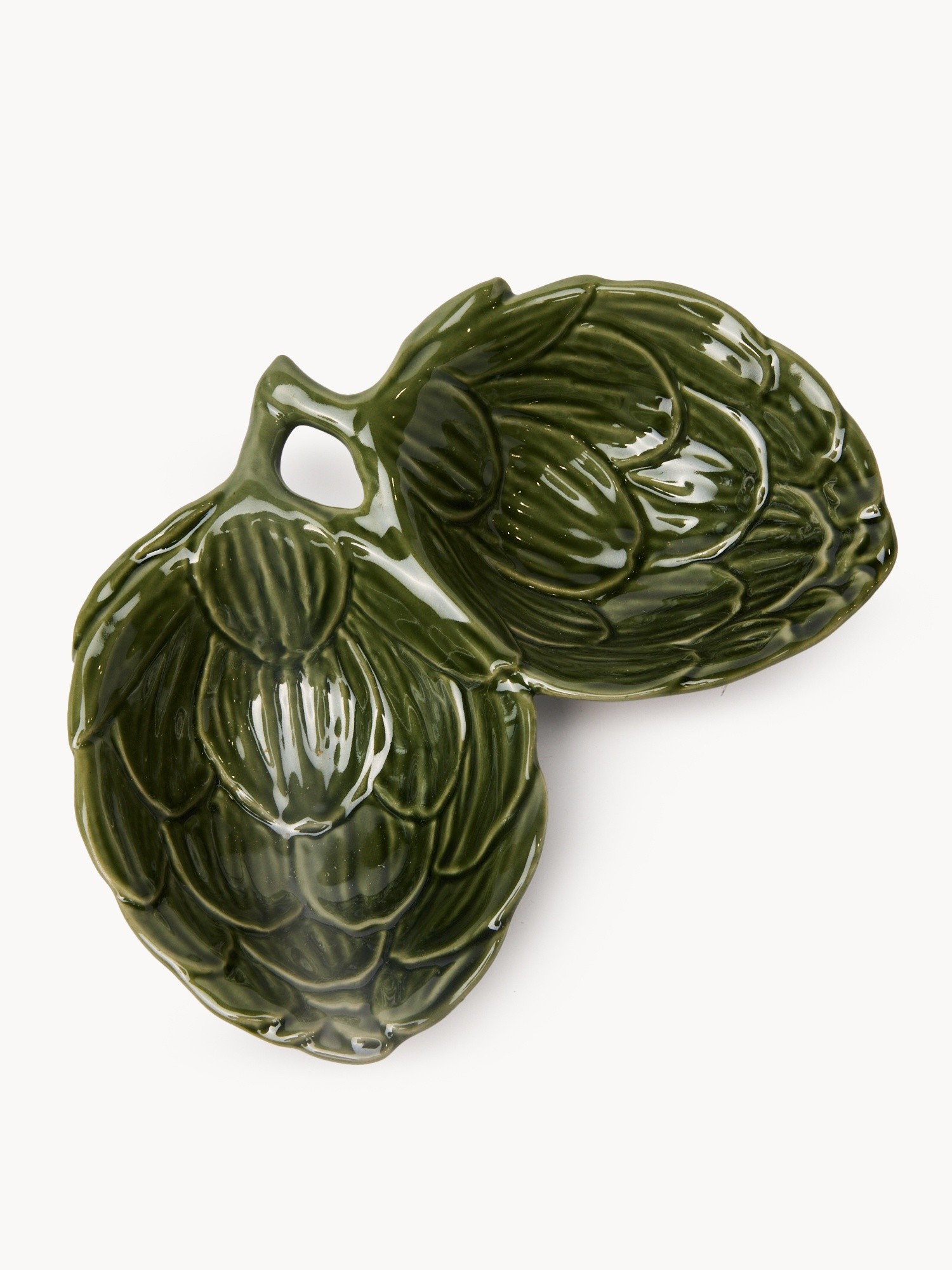 Antipastiera in ceramica a forma di carciofo, Verde, large image number 1