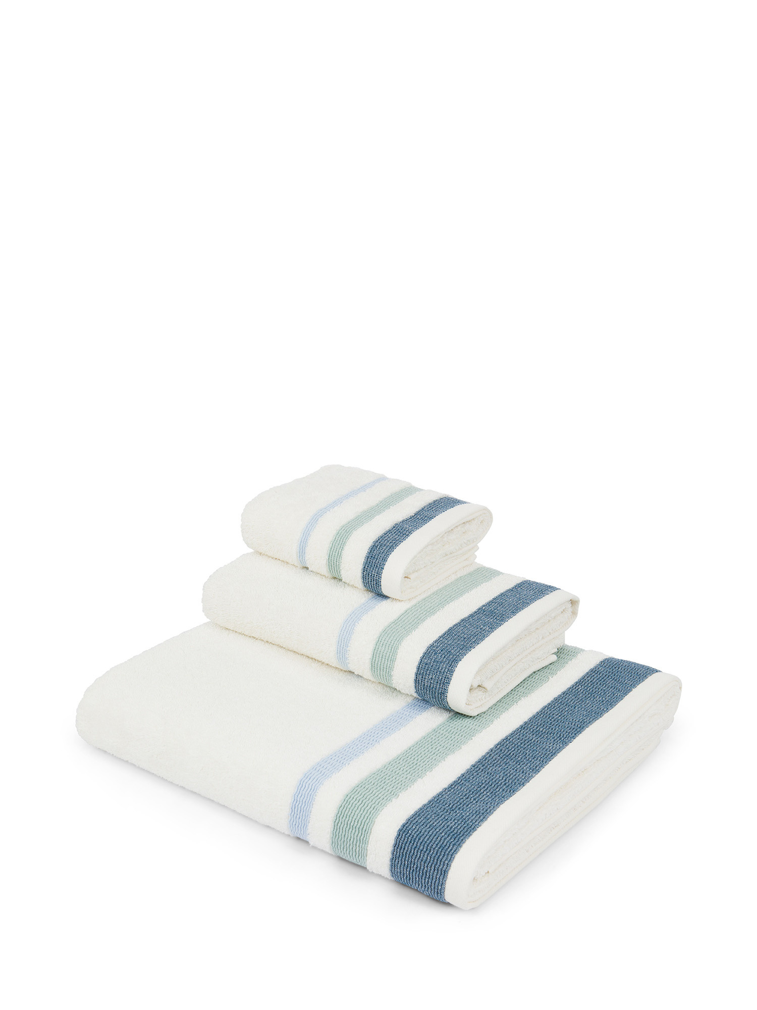 Asciugamano in spugna di cotone con bordo jacquard goffrato, Bianco, large image number 0